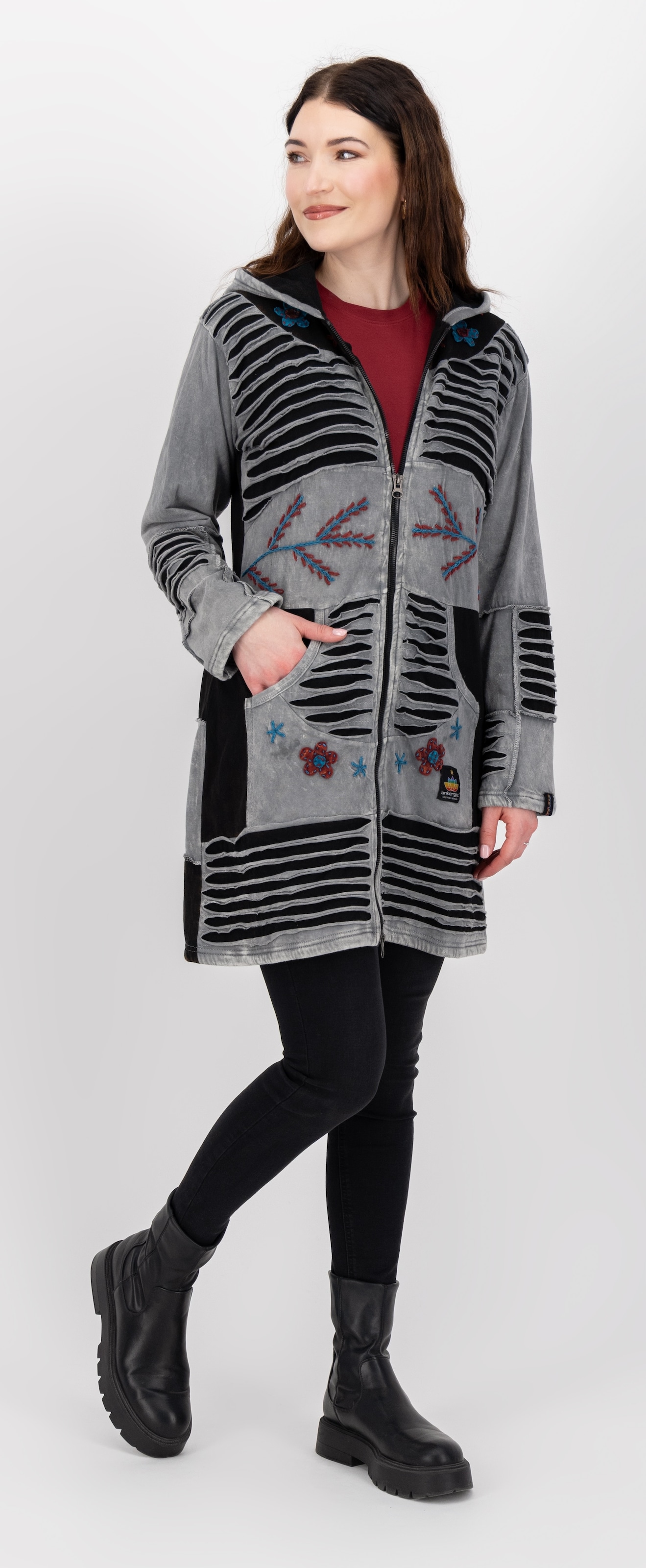 DEPROC Active Fleecejacke »Patchwork NUNAVUT LONG WMN«, auch in Großen Größen erhältlich