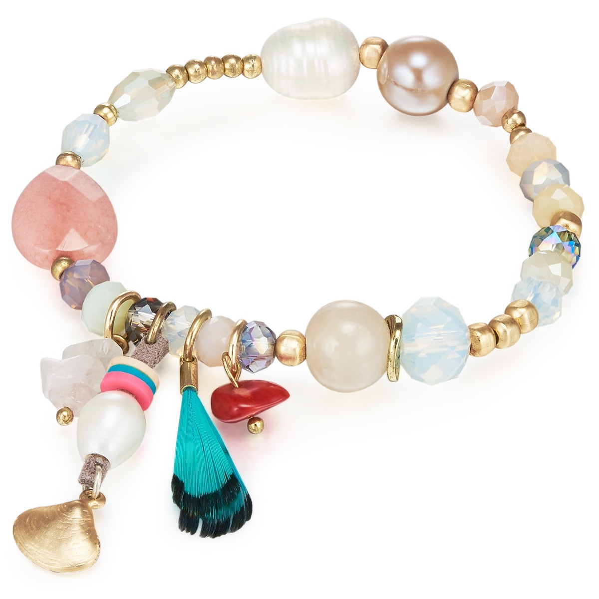 LULU & JANE Damen Armband "LJ267", Glas, bunt, Glas, Armbänder, Metall-Legierung
