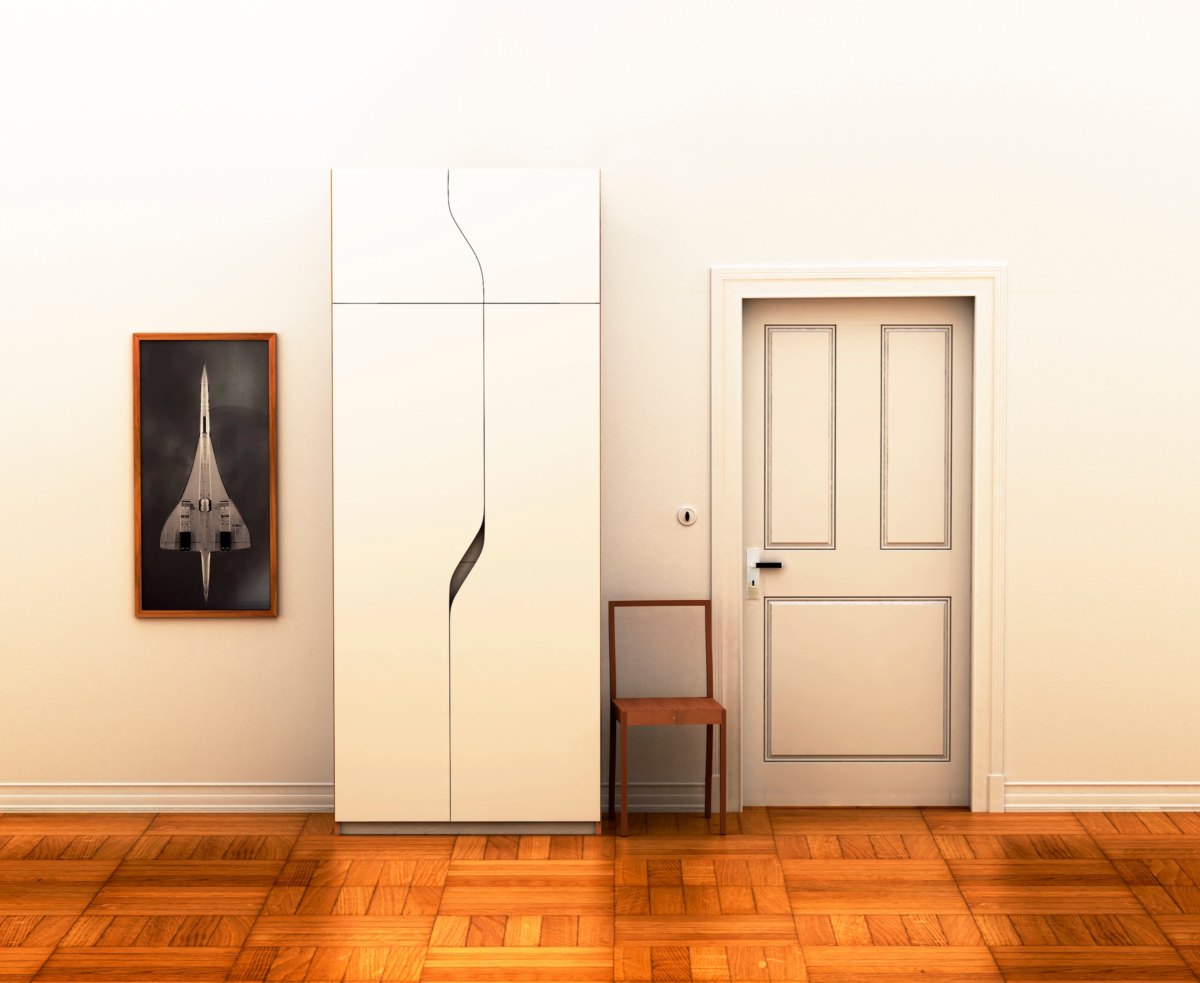 Müller SMALL LIVING Kleiderschrank »PLANE Ausstattung Nr. 3«, Inklusive einer innenliegenden Tür, einer Kleiderstange und 12 Fächern