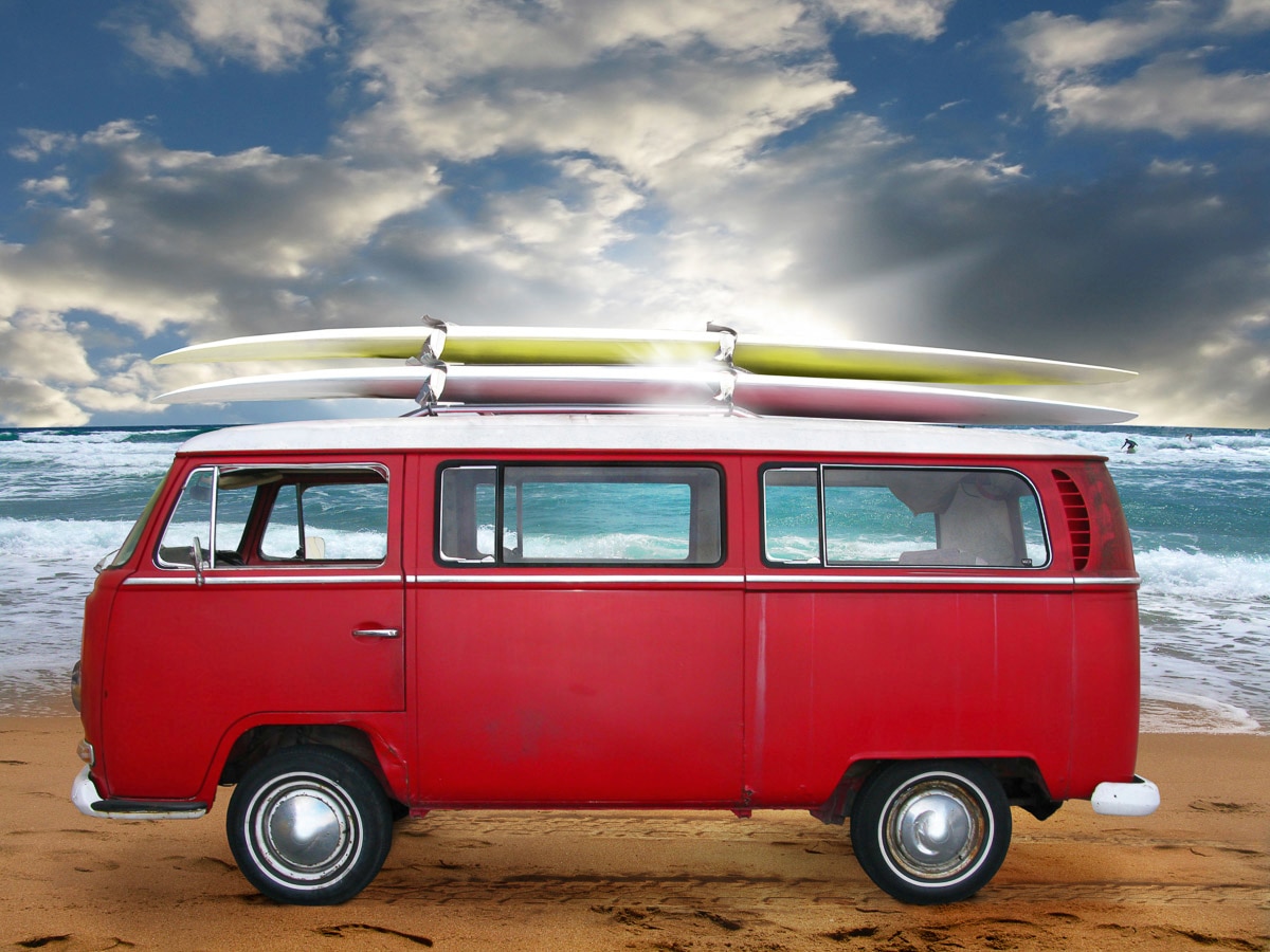 Papermoon Fototapete "Red Beetle Bus"