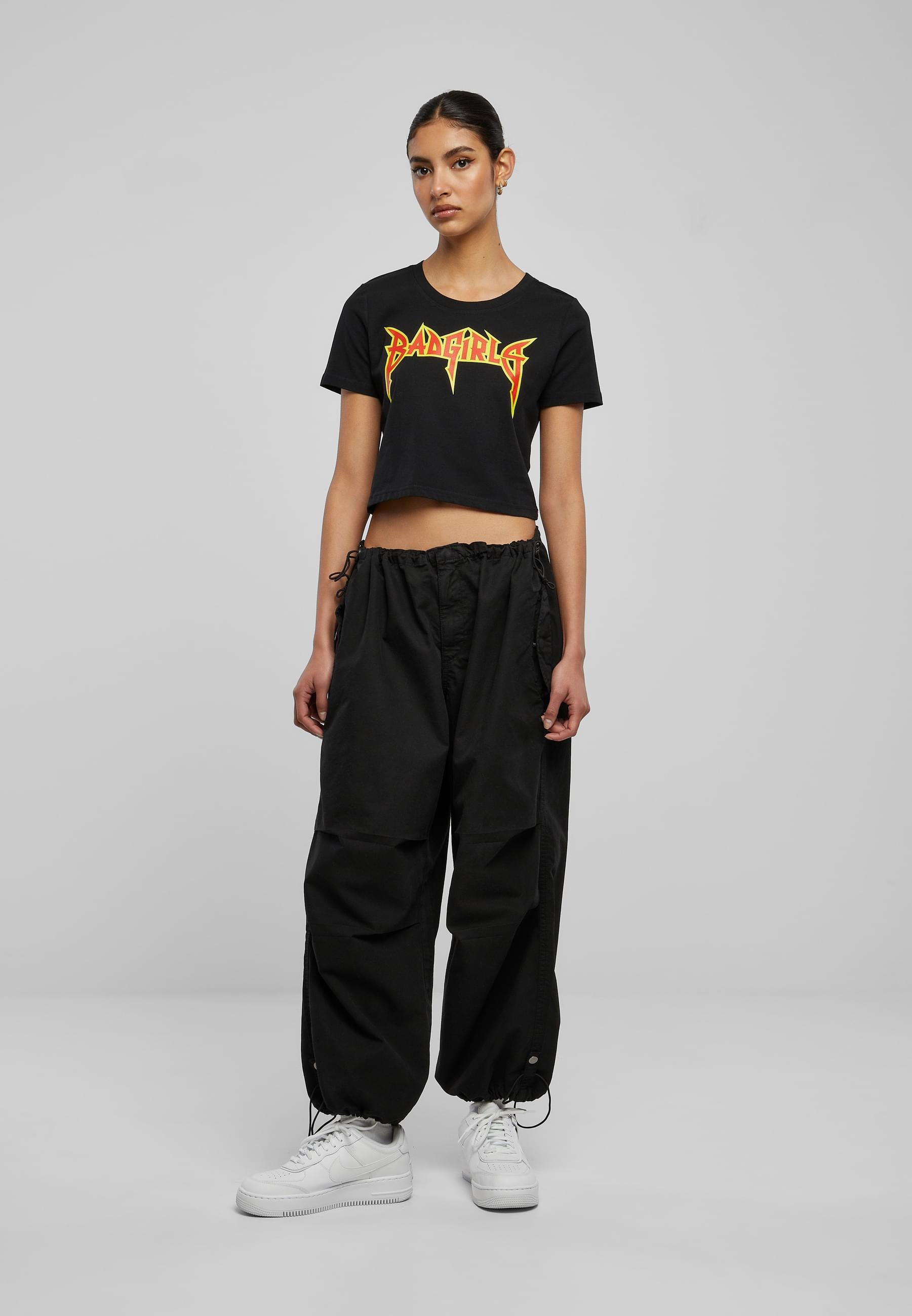 Miss Tee Kurzarmshirt »Miss Tee Damen Badgirls Cropped Tee«, (1 tlg.)