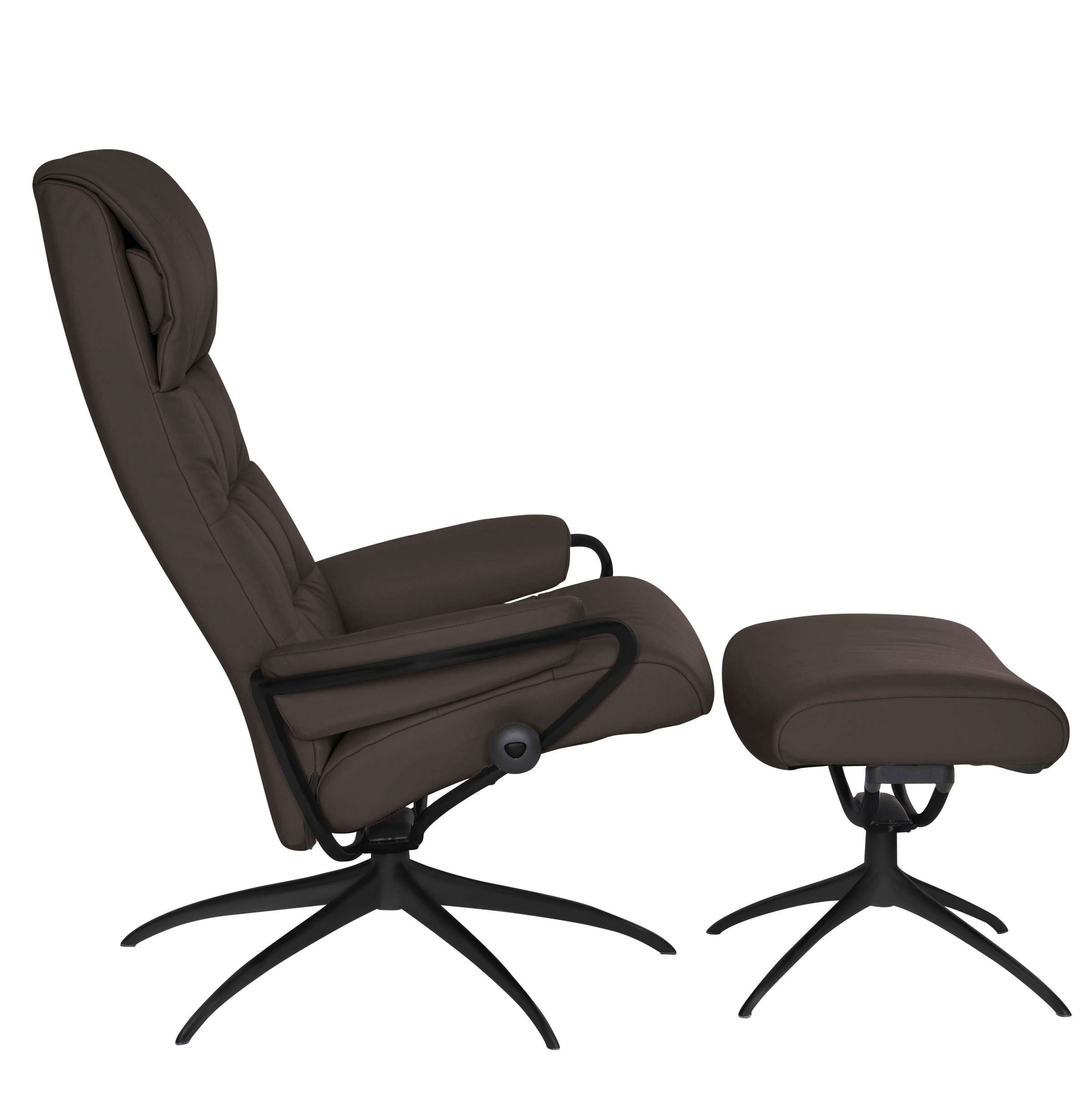 Stressless® Relaxsessel »London«, (Set, Relaxsessel mit Hocker), mit Hocker, High Back, mit Star Base, Gestell Schwarz