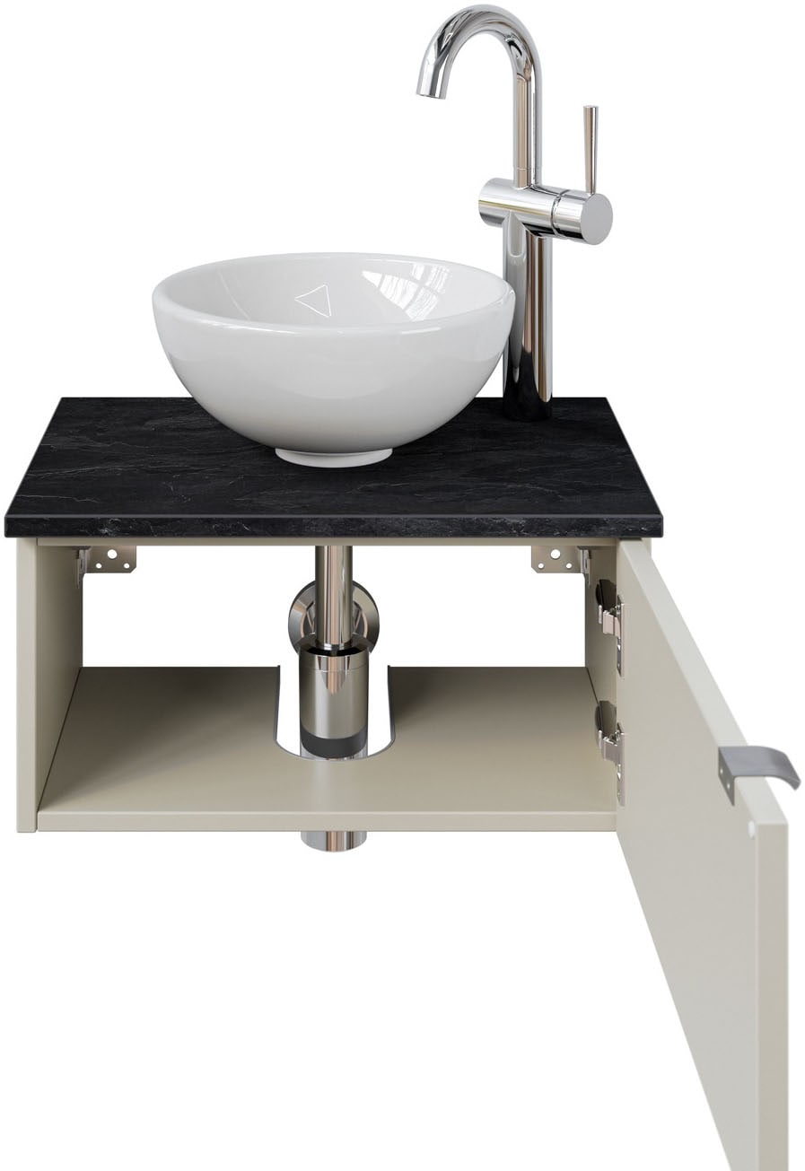 Saphir Waschtisch »Serie 6915 Waschschale mit Unterschrank für Gästebad, Gäste WC«, 51 cm mit Keramik-Aufsatzbecken und 1 Tür