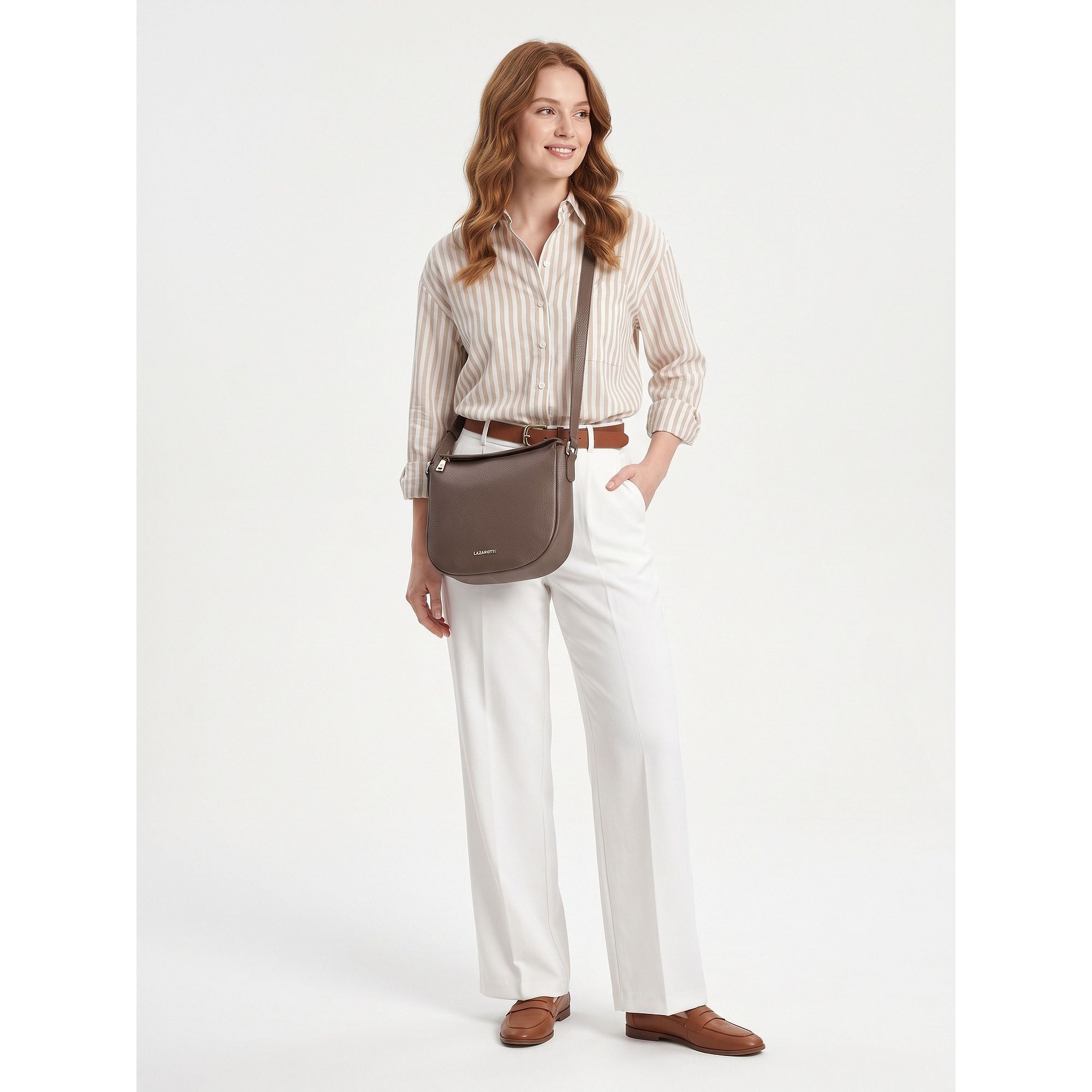 Lazarotti Umhängetasche »Bologna Leather Crossbody Umhängetasche Leder 25 cm«