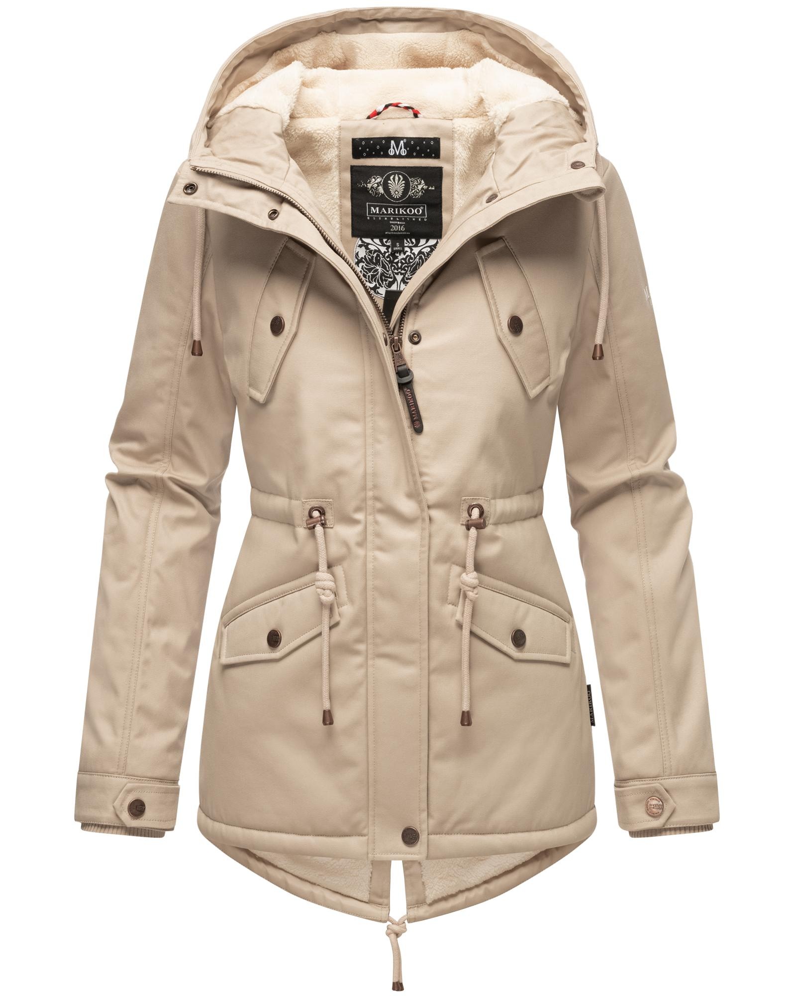 Marikoo Winterjacke »Manolya«, mit Kapuze, stylischer Kurzmantel mit weichem Teddyfell-Futter