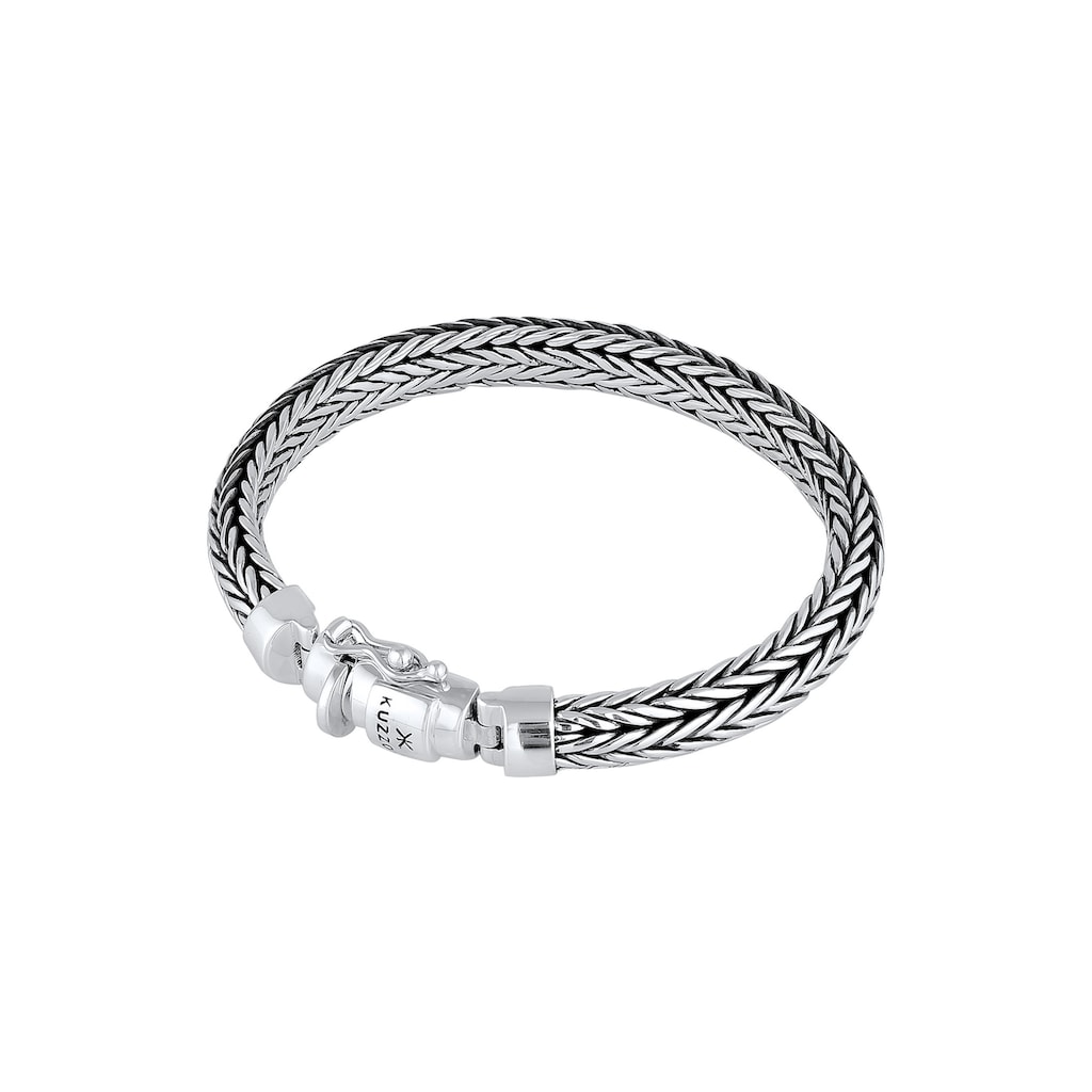 Kuzzoi Armband »Herren oxidiert Kastenverschluss 925 Silber«