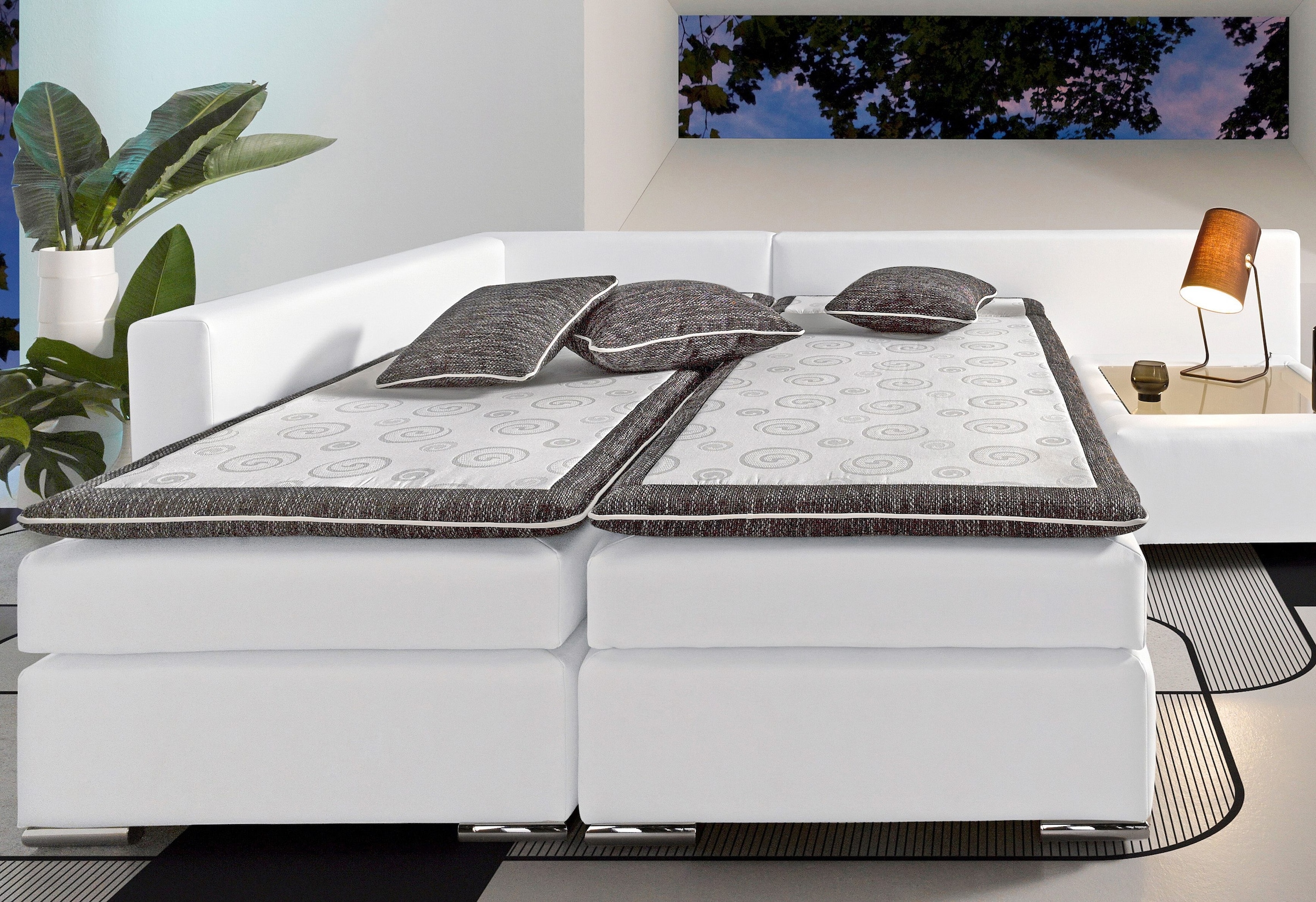 INOSIGN Ecksofa »Boxspringbett Night & Day L-Form mit Dauer-Schlaffunktion o. Armlehnen«, mit Boxspring-Bettfunktion 164x200 cm und Bettkasten, Dauerschläfer!
