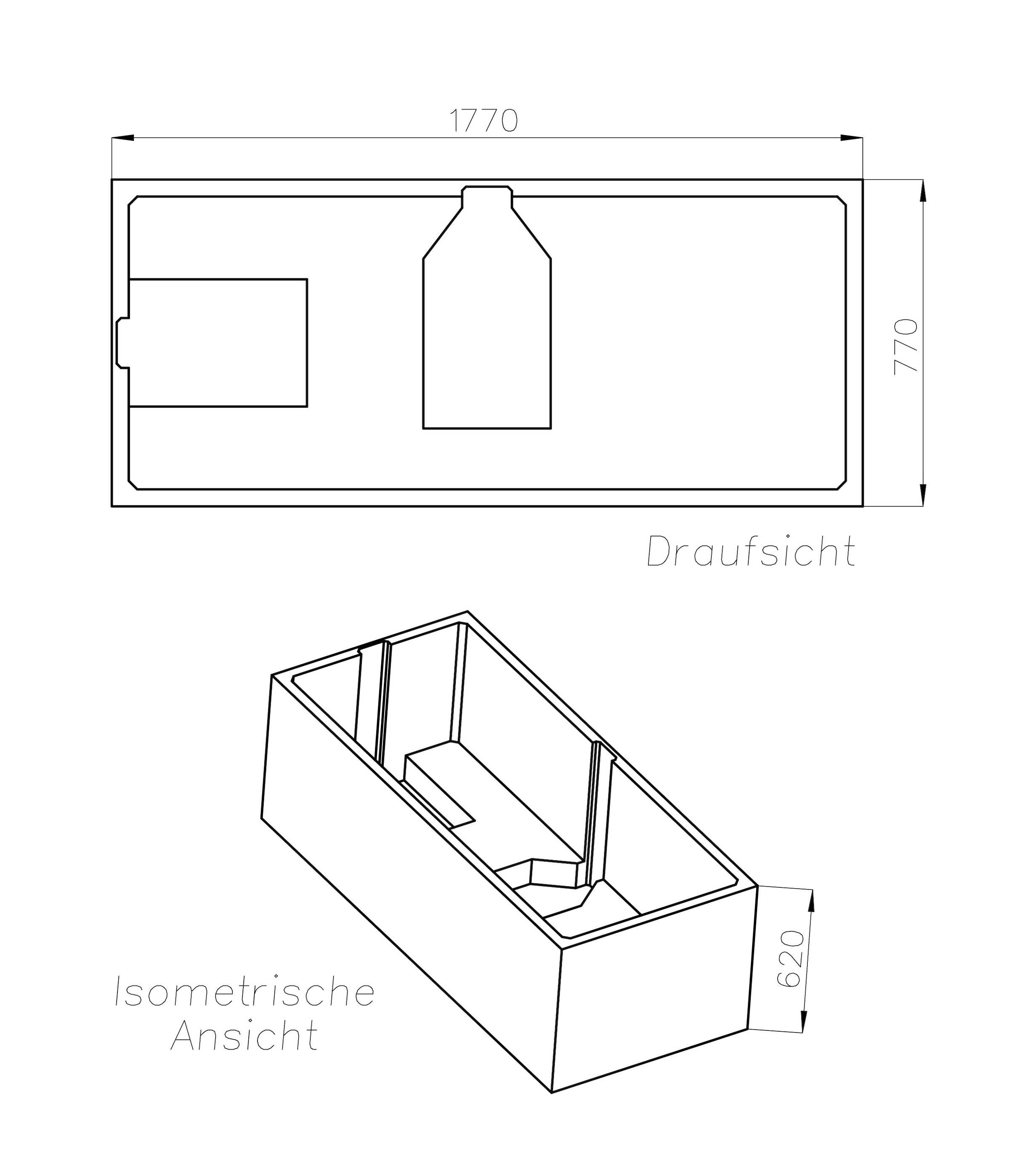 OTTOFOND Badewanne »Cubic«, (Komplett-Set, 3 tlg.), mit Wannenträger und Ablaufgarnitur