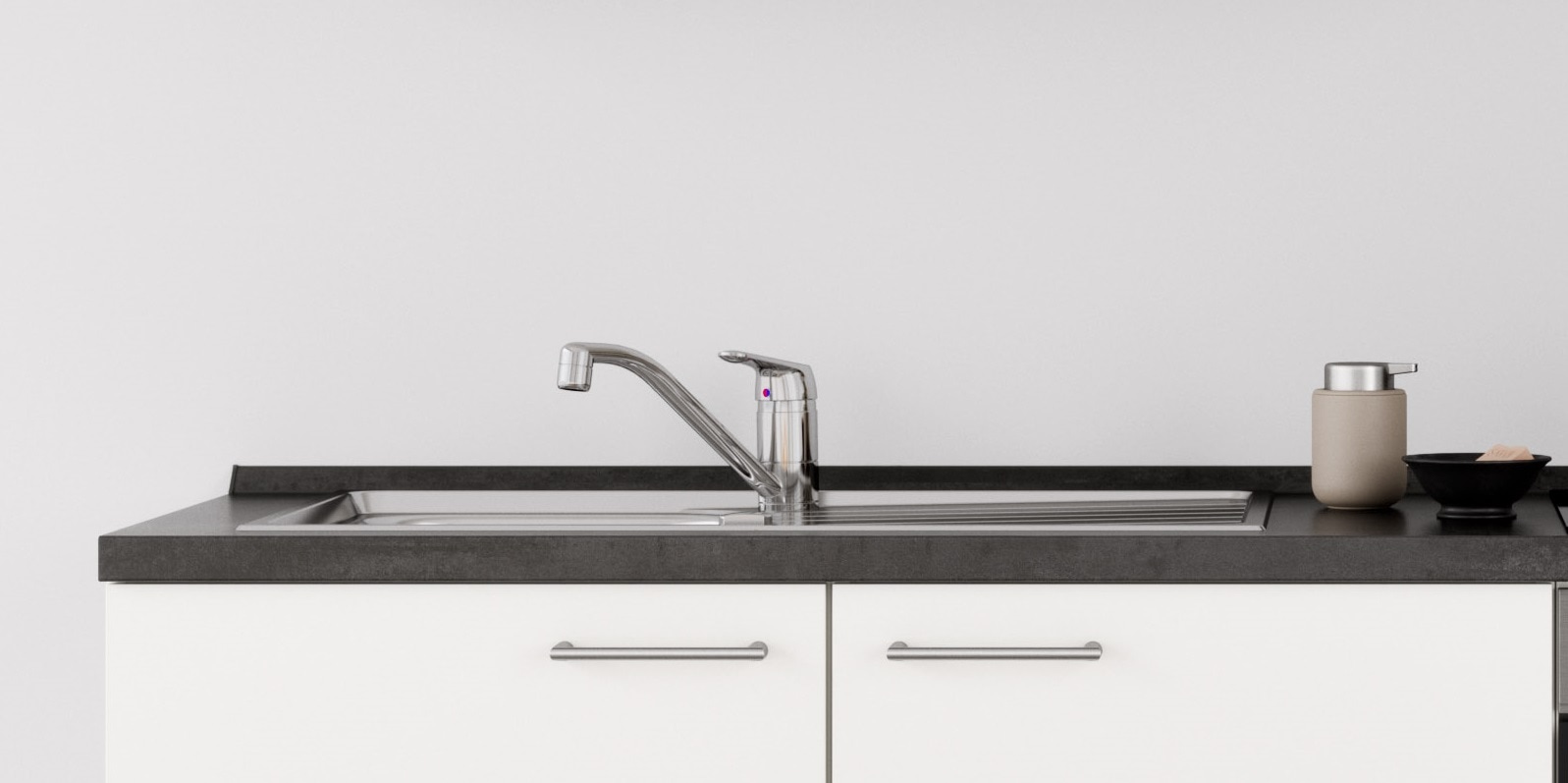 nobilia® Abschlussleiste »passend für alle Serien, aus hochwertigem Kunststoff,«, zum Anschrauben, individuell kürzbar, Maße (B/T/H): 200/2,5/2,5 cm