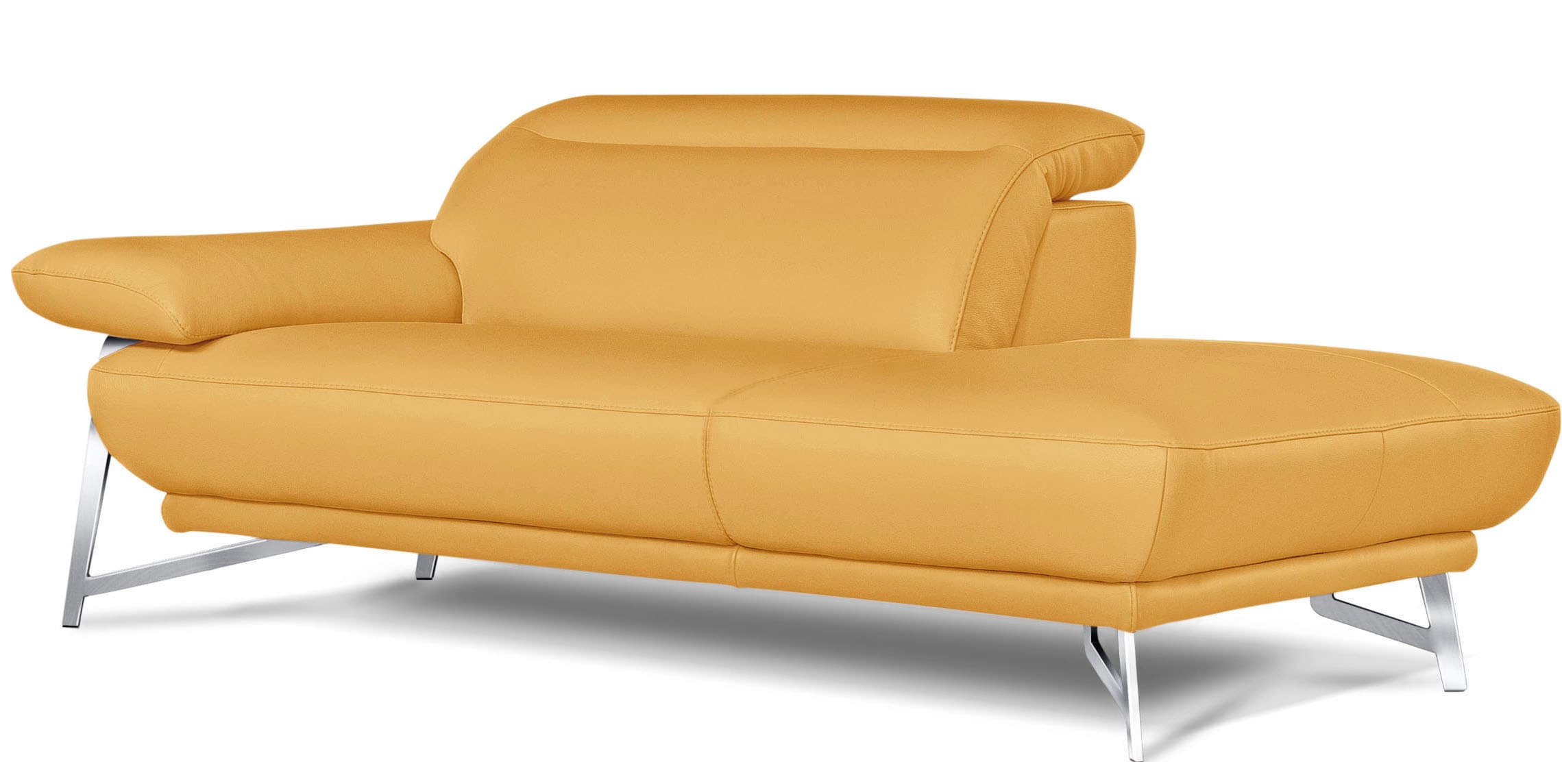 Egoitaliano Ottomane »Anais, erstklassiges Designsofa, Breite 179 cm, Fußfarbe chrom«, Kopfteil verstellbar, Leder BULL, gelb