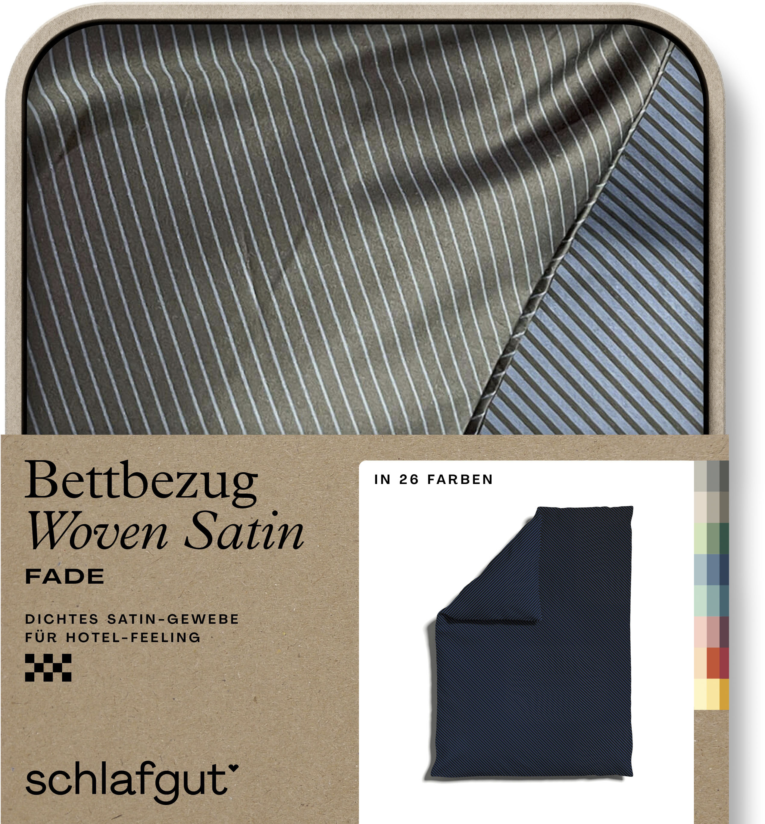 Schlafgut Bettbezug "Premium Bettbezug Woven Fade Satin (1 St)" Ton-in-Ton Reißverschluss, Fadendichte von 300tc, Streifen, OEKO Tex
