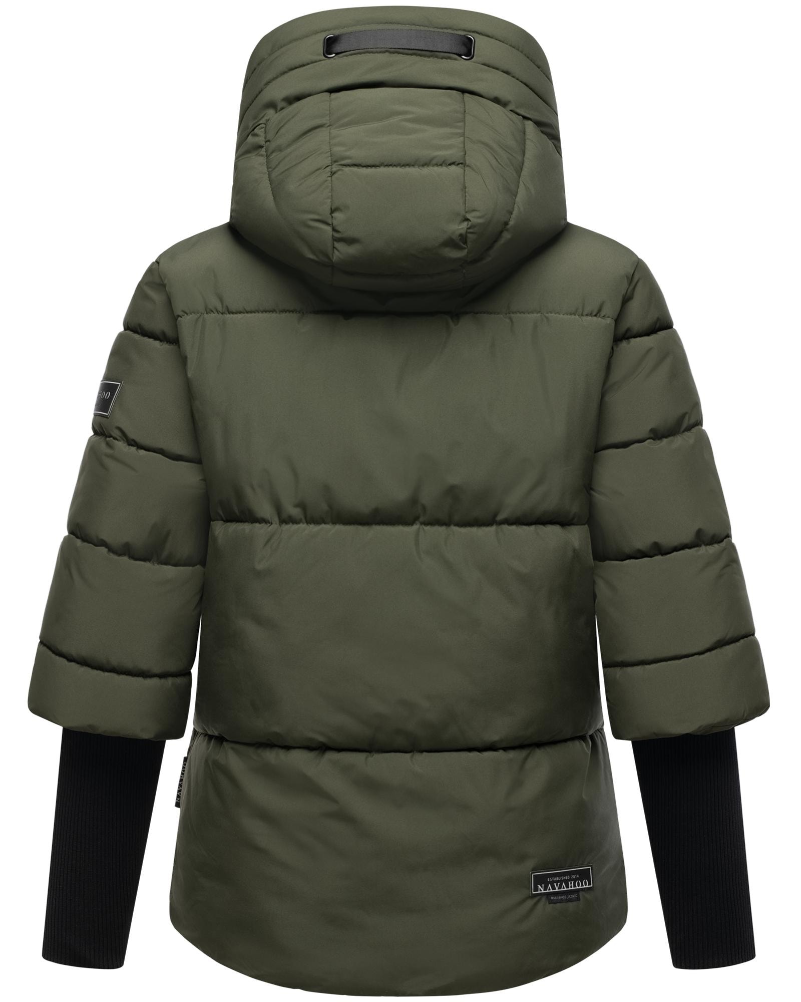 Navahoo Steppjacke »Lotusherz XIV«, mit Kapuze, Warme gesteppte Winterjacke mit Rippstrickärmeln
