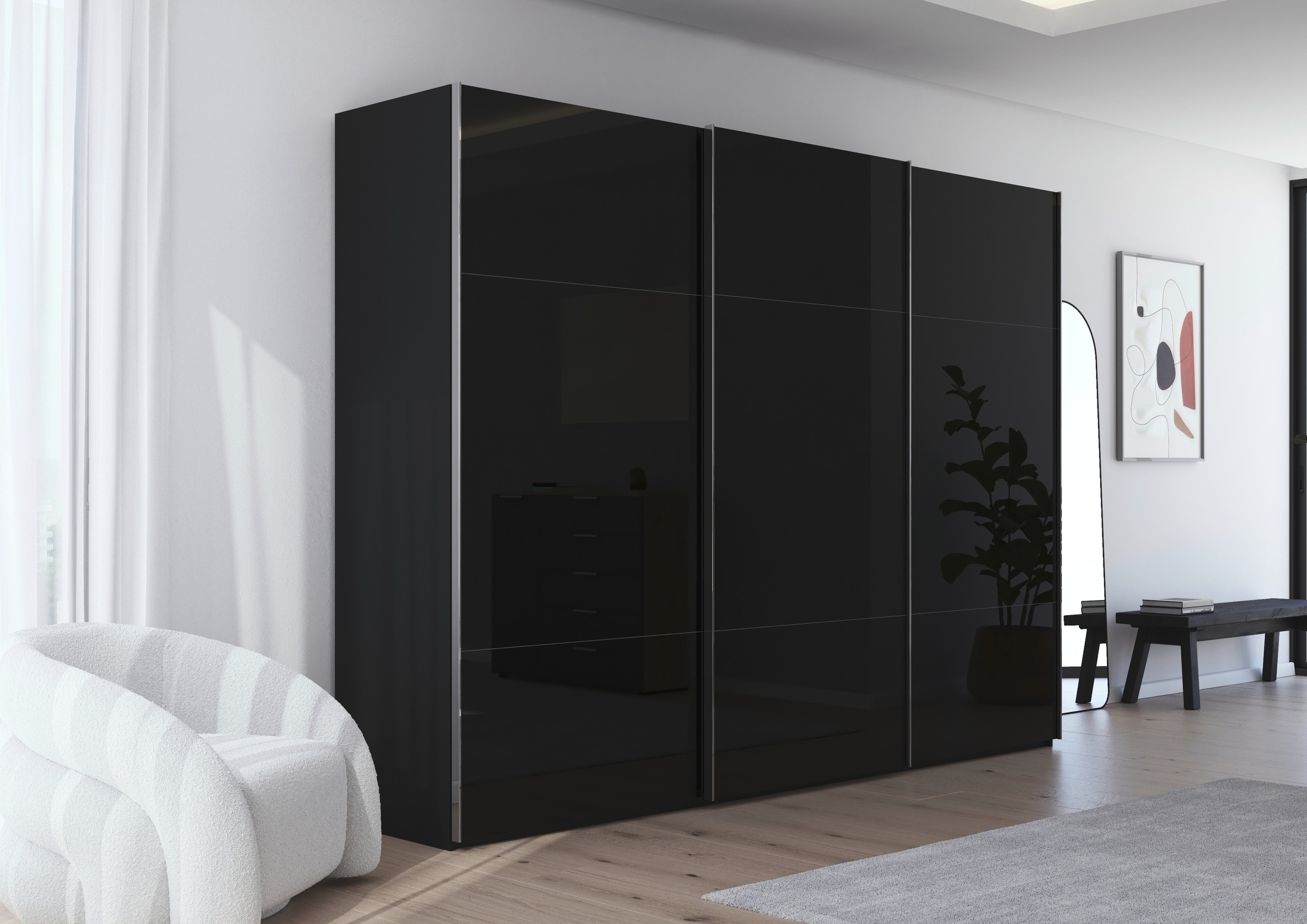 rauch Schwebetürenschrank »Kleiderschrank Schrank Garderobe Schlafzimmerschrank CONTIDO«, (in 3 verschiedenen Ausstattungen BASIC/CLASSIC/PREMIUM), aus hochwertigem Material in 6 Breiten 2 Griff-Farben MADE IN GERMANY
