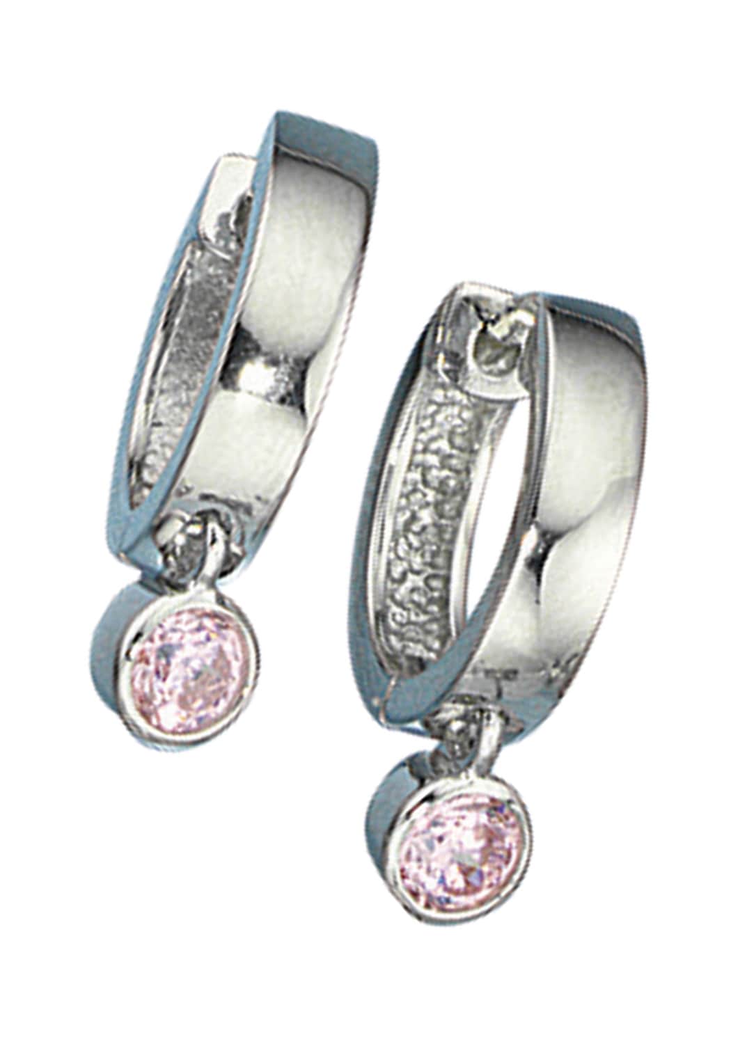 JOBO Hoop Earrings Pink Silver 925