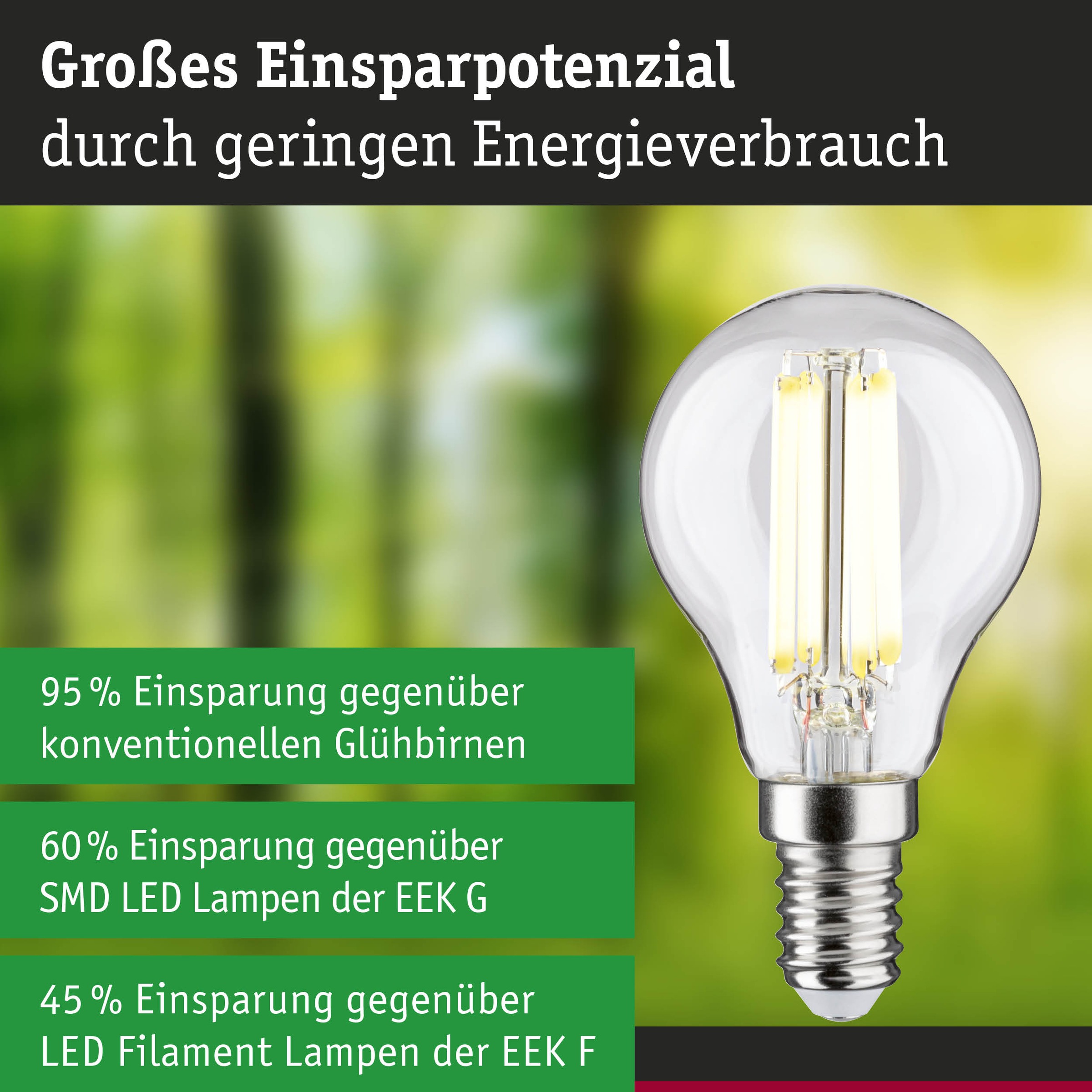 Paulmann LED-Leuchtmittel »Efficient-Line Filament 230V LEDTropfen E14 1St. 525lm 2,5W 4000K Klar« E14 1 Stk. Neutralweiß