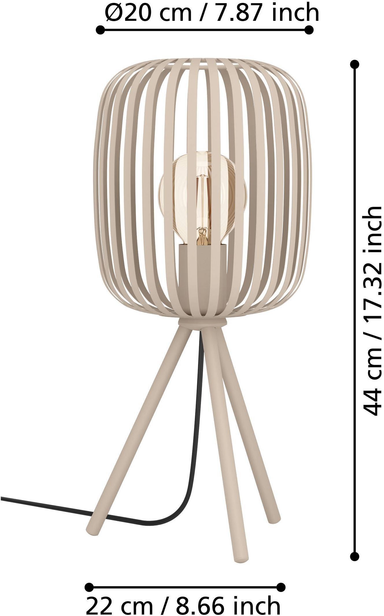 EGLO Tischleuchte »Tischleuchte ROMAZZINA, exkl. E27, Stahl, Tischlampe«, 1 flammig, Leuchtmittel E27 | ohne Leuchtmittel, Stativ Nachtischlampe, 20x 20x43,5cm, Dreibein, Deko Schlafzimmer