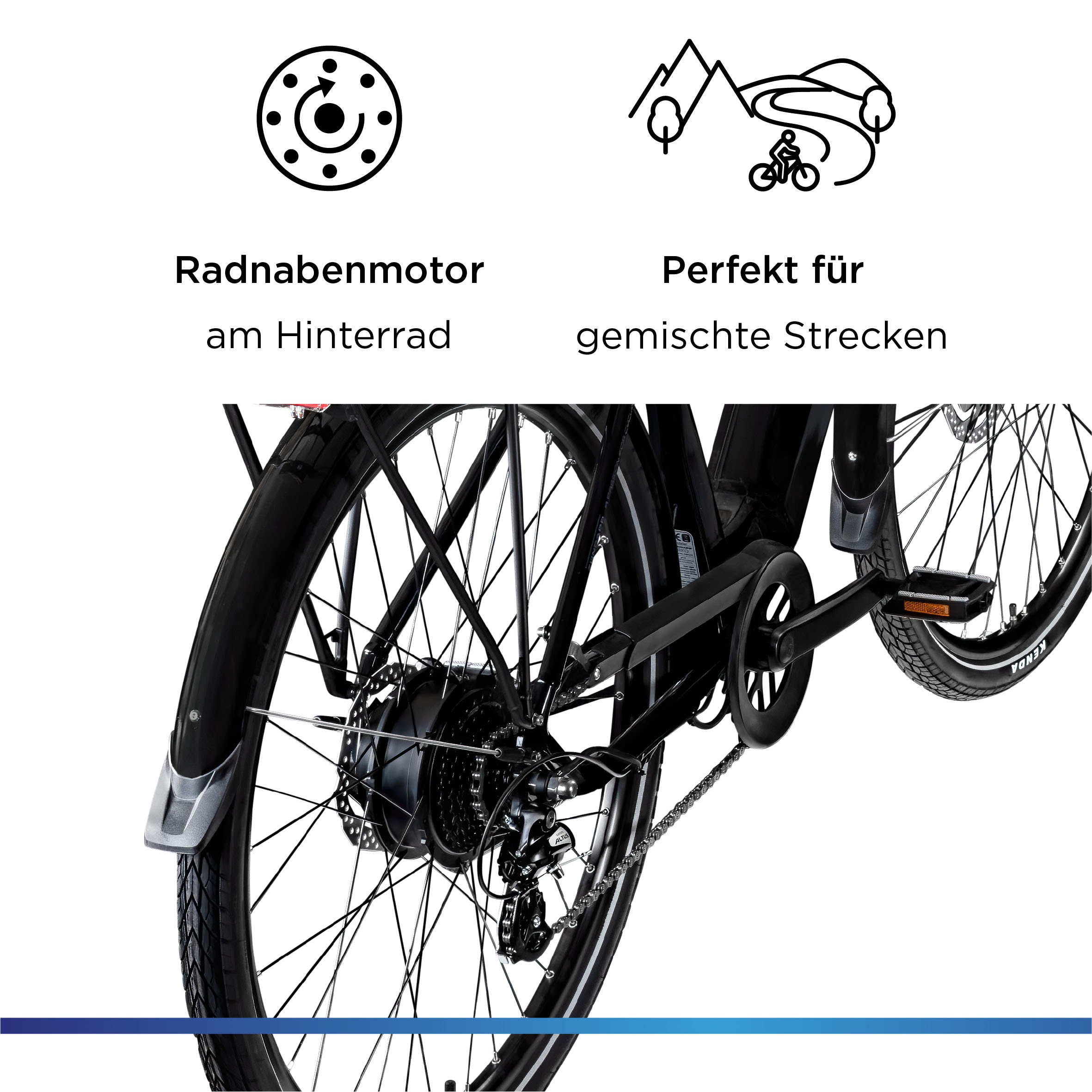 Zündapp »Z810« 24 Gang Shimano Altus RD-M310 Schaltwerk Kettenschaltung Heckmotor 250 W Pedelec, Elektrofahrrad für Herren