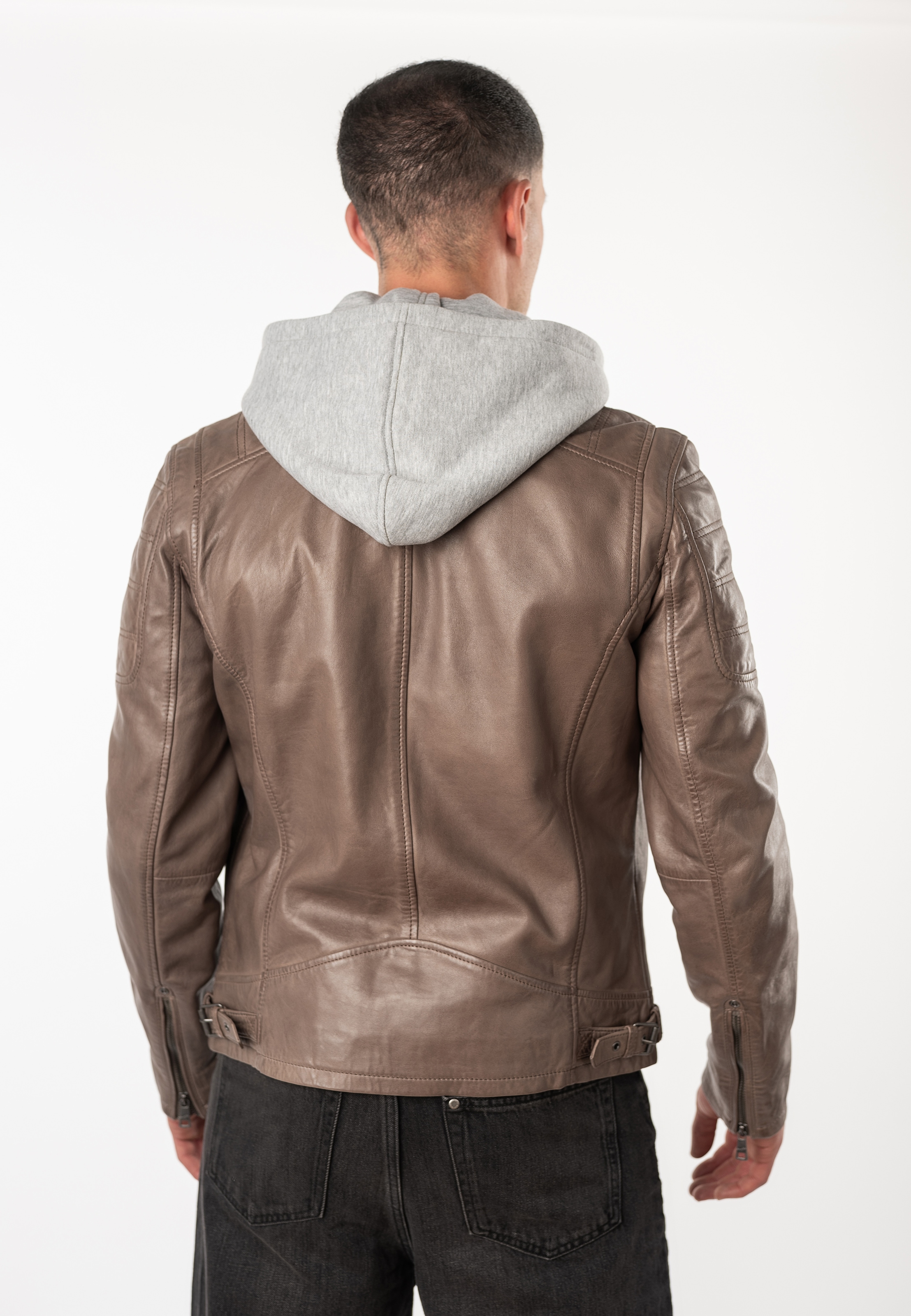 Mauritius Lederjacke »MMRylo« mit Kapuze mit abnehmbarer Jersey-Kapuze
