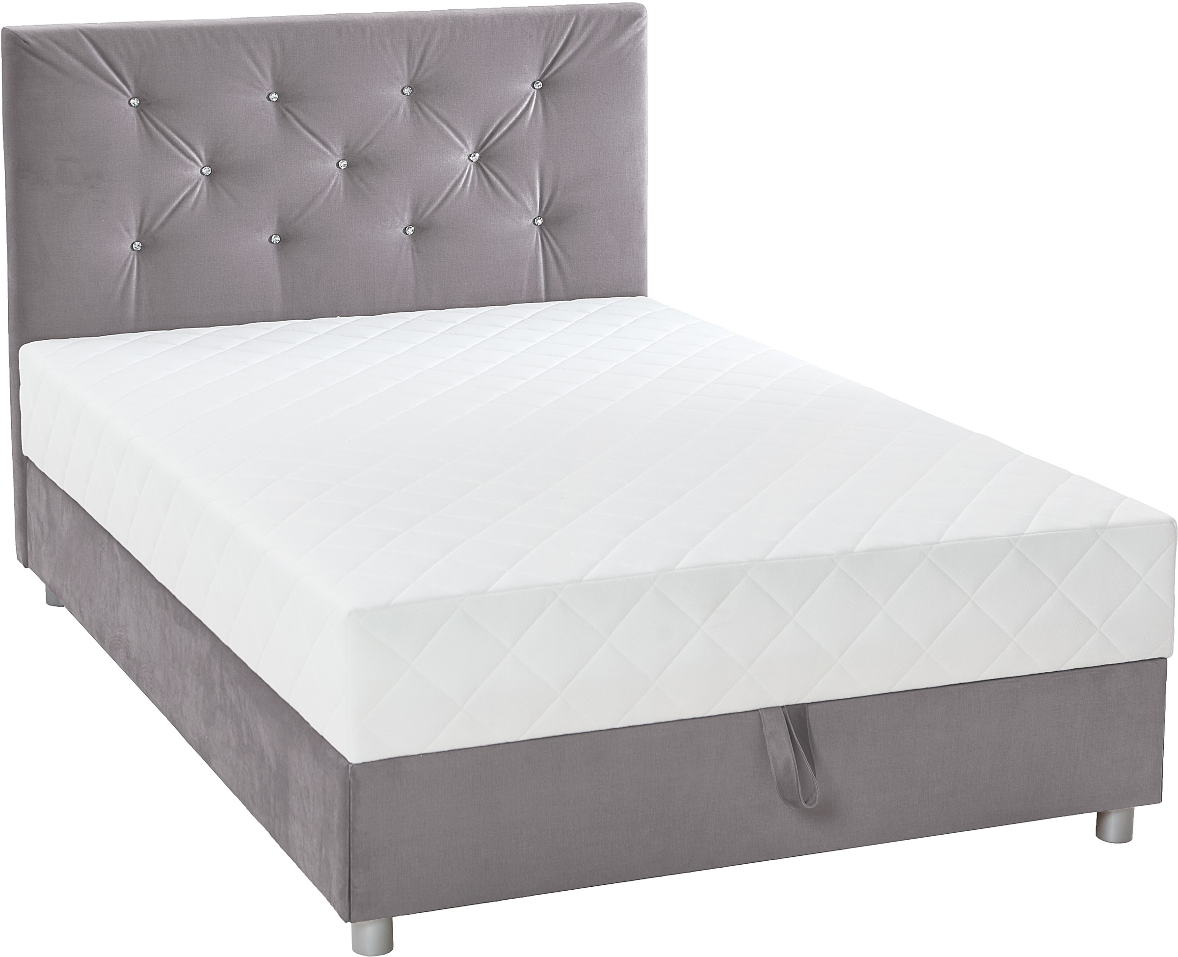 ATLANTIC home collection Boxbett »CELIA im hochwertiger Samtoptik«, mit Taschen-Federkernmatratze, Bettkasten und Strass-Steinen