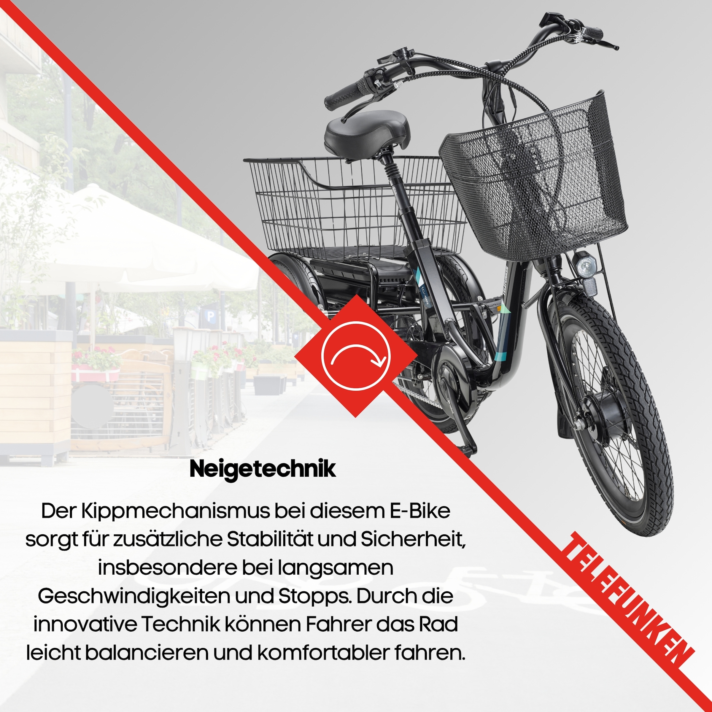 Telefunken »TC550« 3 Gang Shimano Nexus Schaltwerk Nabenschaltung Frontmotor 250 W tiefer Einstieg, Pedelec, inkl. Einkaufskorb