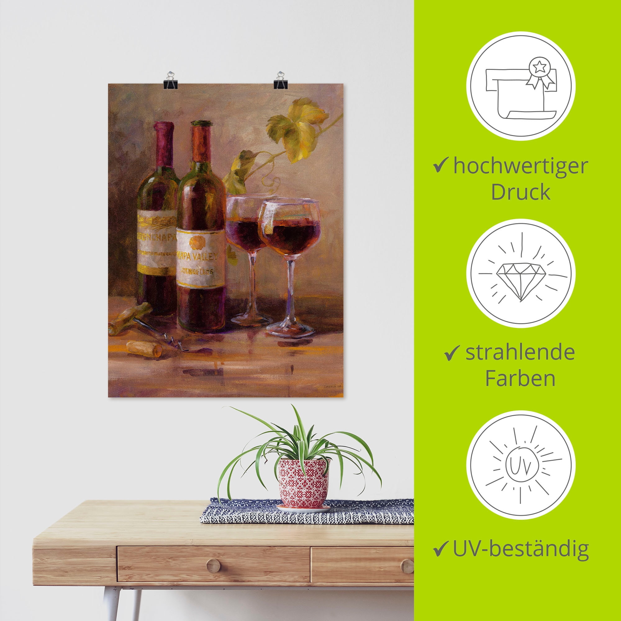 Artland Poster »Offener Wein I« Getränke 1 Stk. tlg. ohne Rahmen