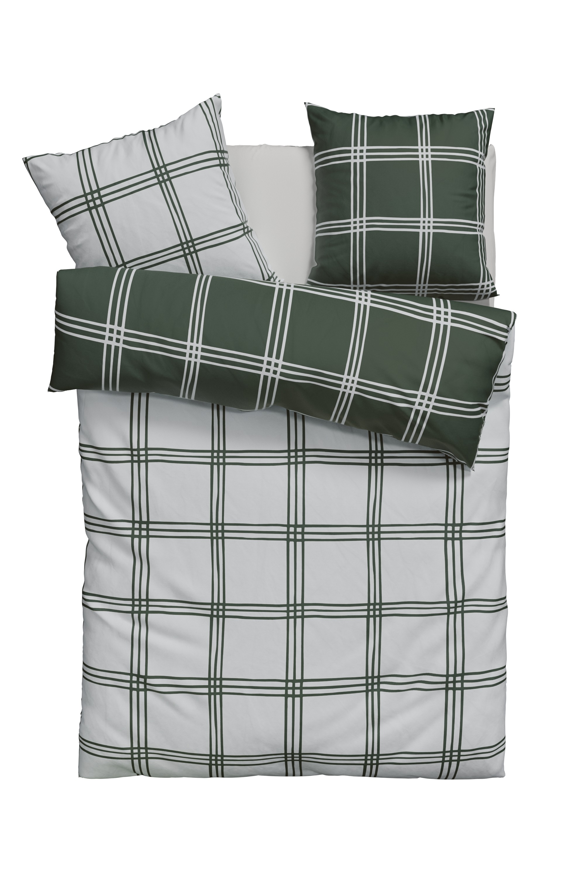 my home Wendebettwäsche "Karo" 2 Stk. tlg. karierte Bettwäsche aus Baumwoll günstig online kaufen