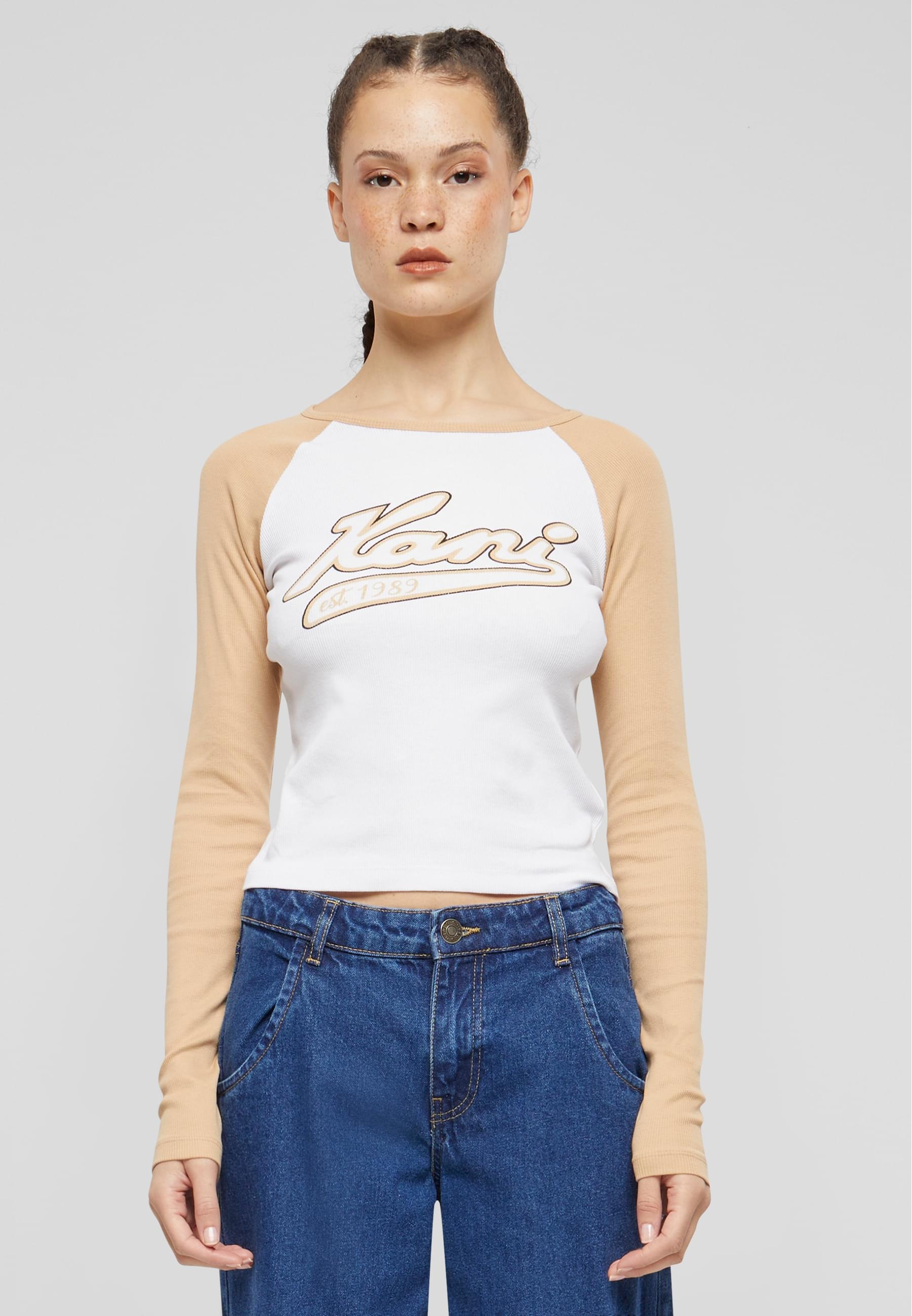 Karl Kani T-Shirt »Karl Kani Damen KW241-043-1 Karl Kani Varsity Crop Block Rib Ls«, (1 tlg.)