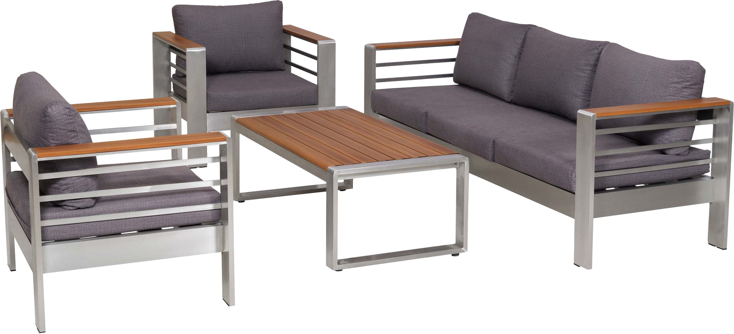 MERXX Gartenlounge-Set »Nestos« Set, 14 tlg. inkl. 2 Sessl, 1 Bank, 10 Aulagen, 1 Tisch