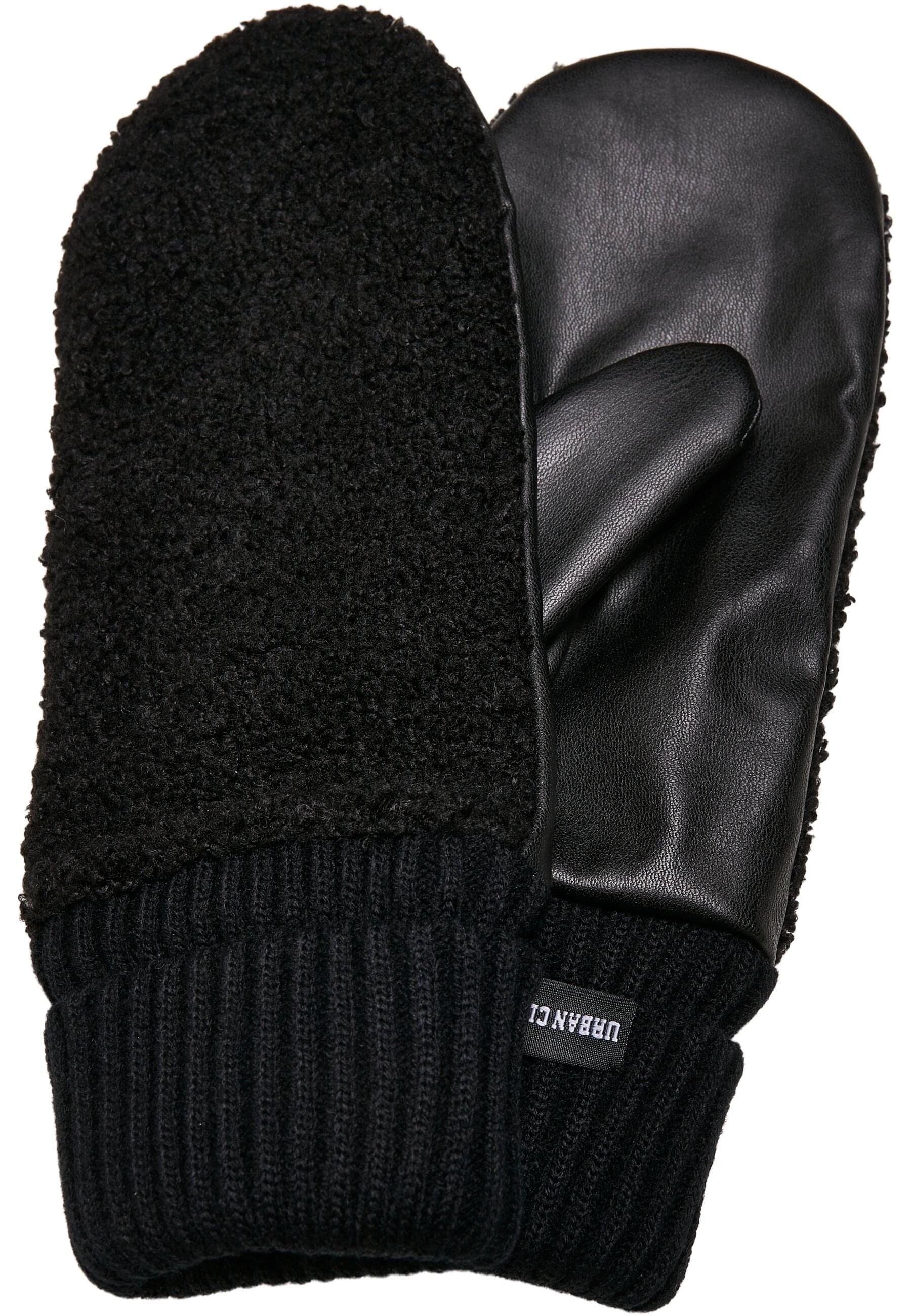 URBAN CLASSICS Baumwollhandschuhe »Unisex Sherpa Synthetic Leather Gloves«