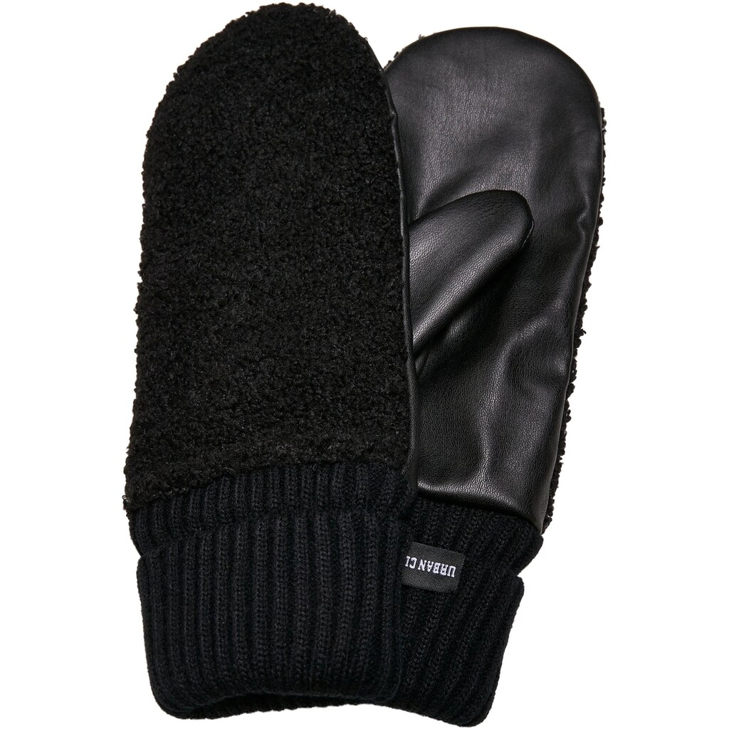 URBAN CLASSICS Baumwollhandschuhe »Unisex Sherpa Synthetic Leather Gloves«