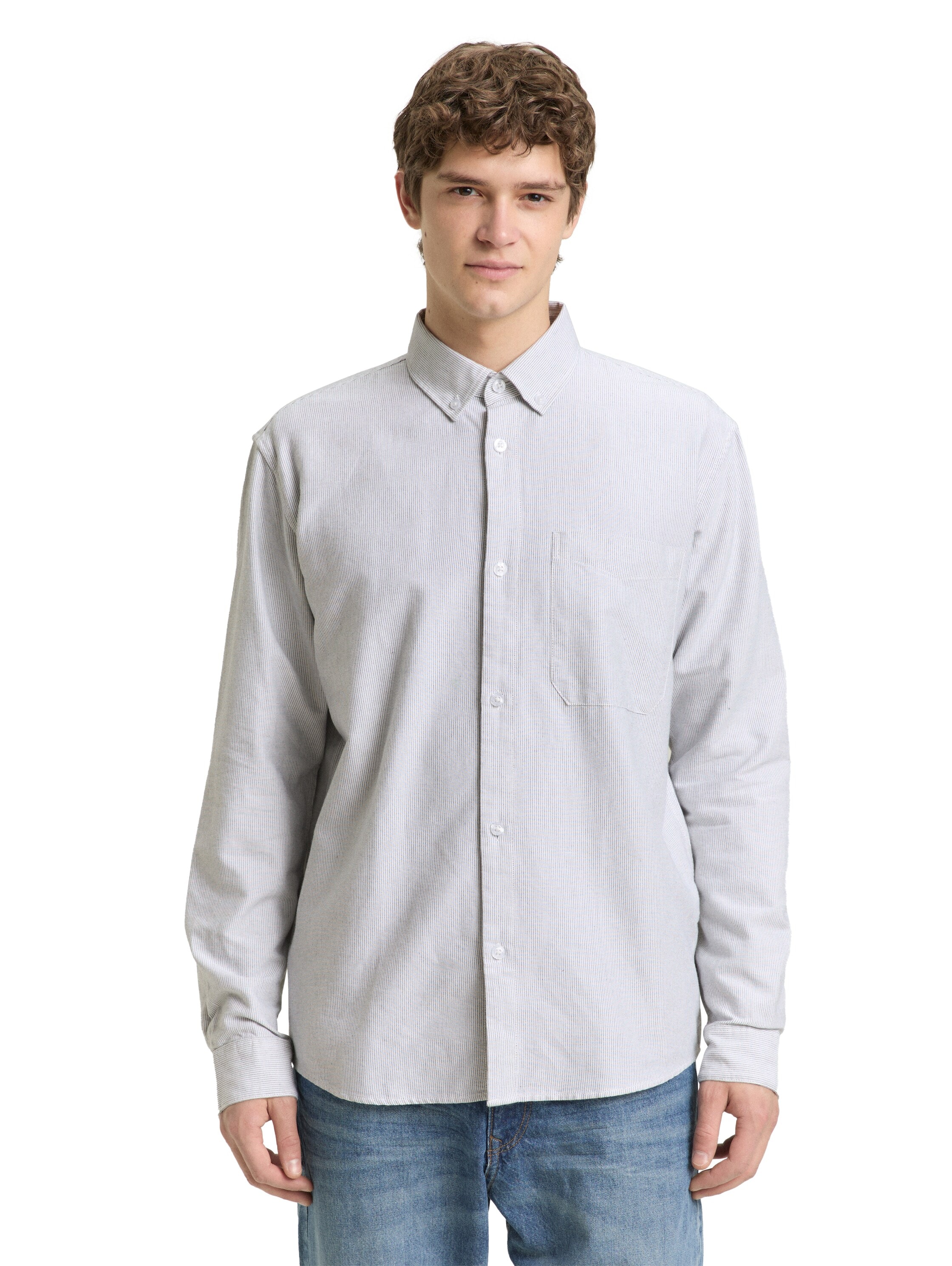 TOM TAILOR Denim Langarmhemd gestreift, mit Button-down-Kragen günstig online kaufen