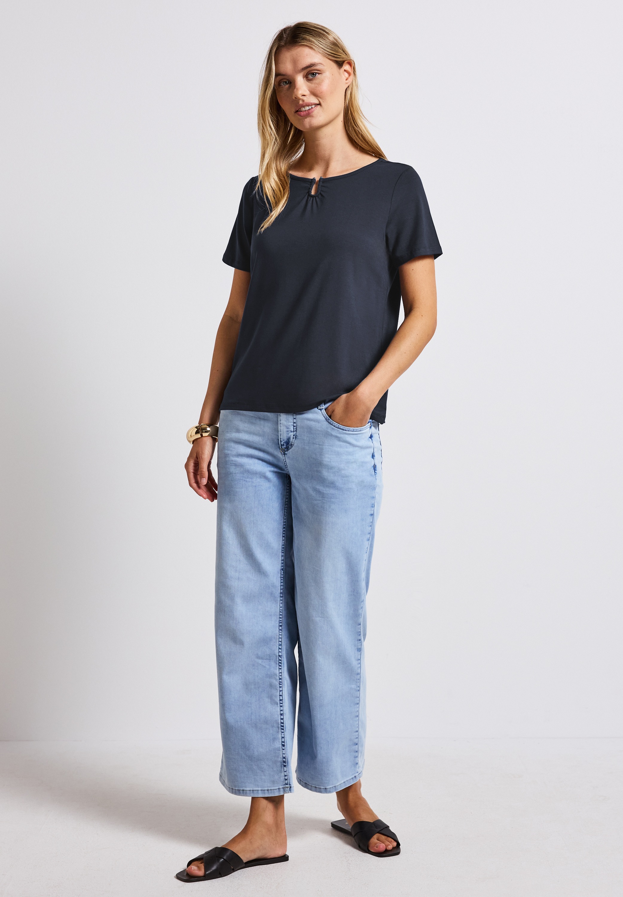 STREET ONE T-Shirt, aus elastischem Materialmix