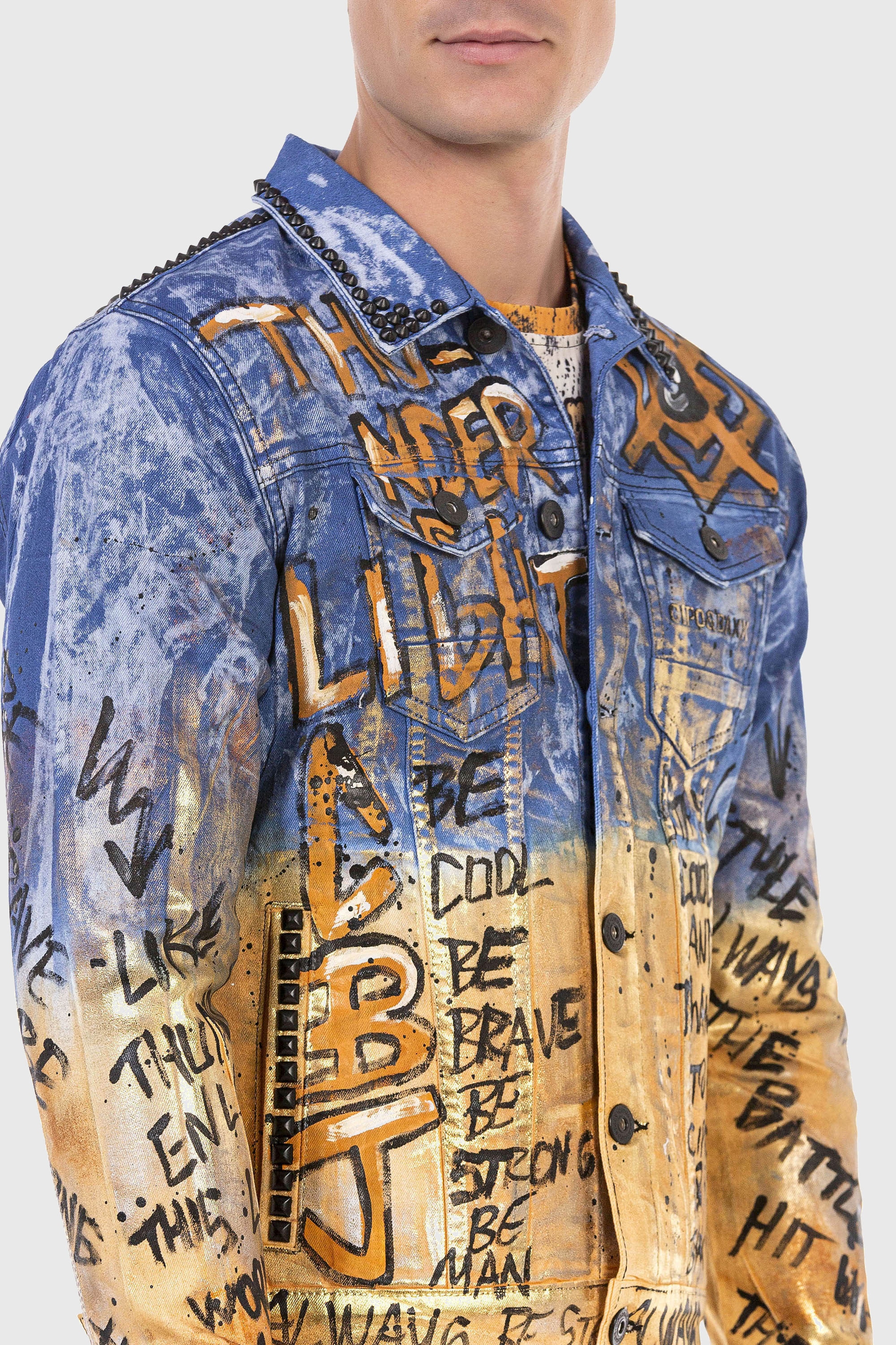 Cipo & Baxx Jeansjacke »Jacke«, ohne Kapuze, mit coolem Allover-Motiv