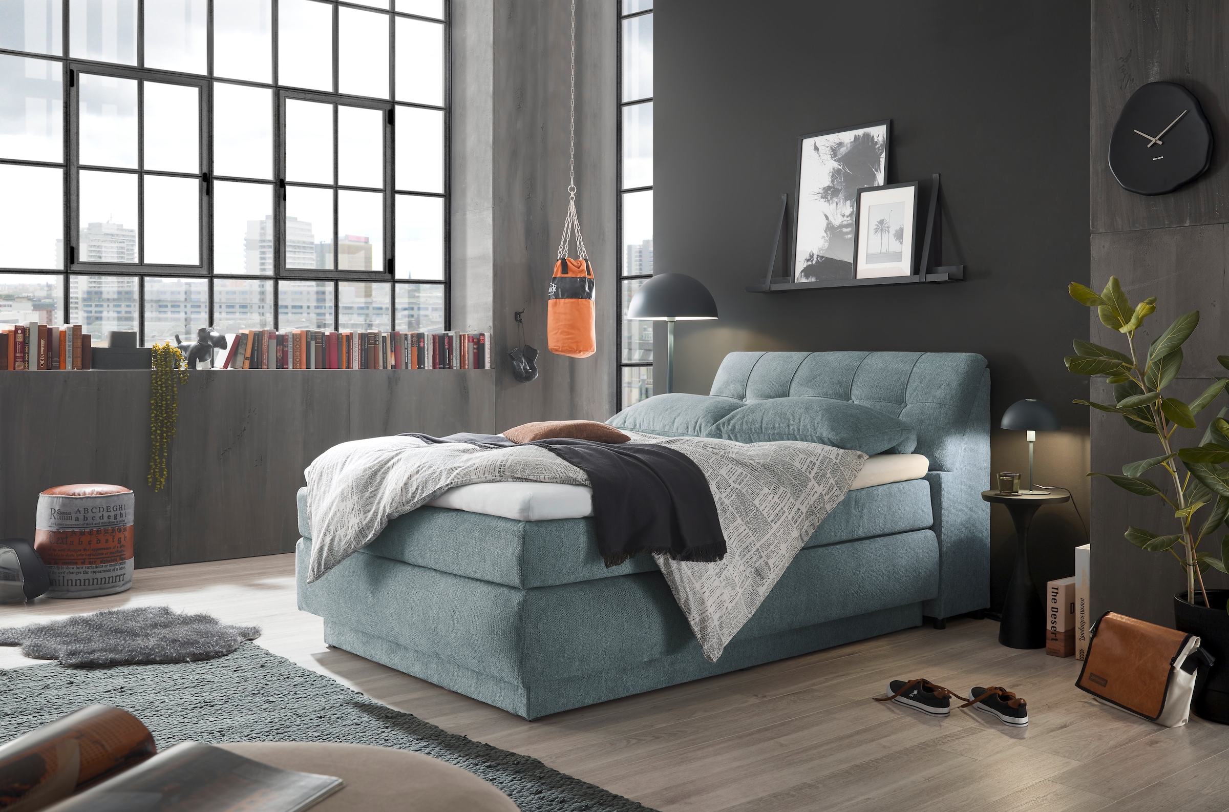 set one by Musterring Boxspringbett »Fairfield« mit Bettkasten, Kopfteil in Kassettenoptik, Breite 120 oder 140 cm