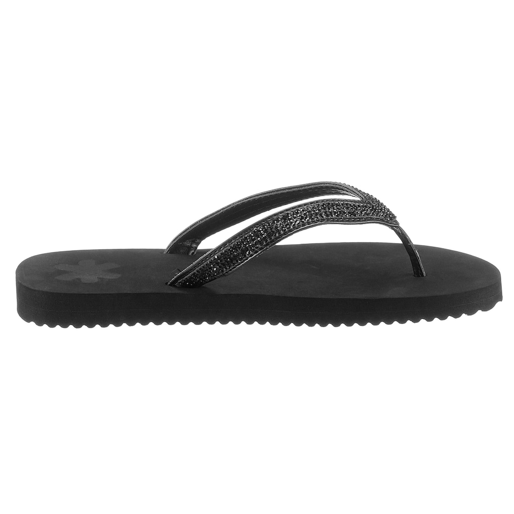 Flip Flop Zehentrenner »flip*«, Sommerschuh, Schlappen, Poolsildes mit funkelnden Riemchen