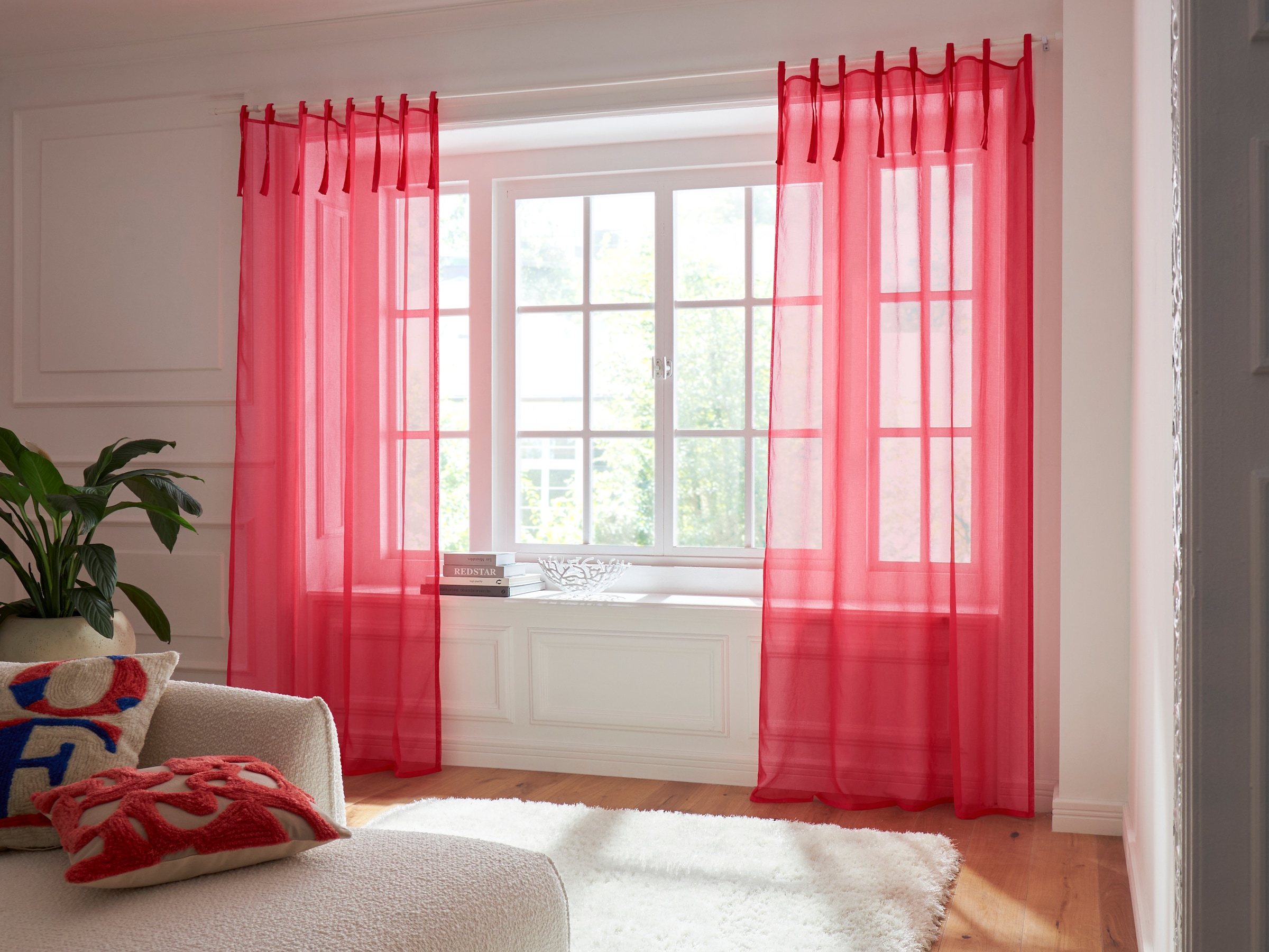 my home Gardine "TENDER" Bindebänder 1 Stk. tlg. transparent, Leinen Optik günstig online kaufen