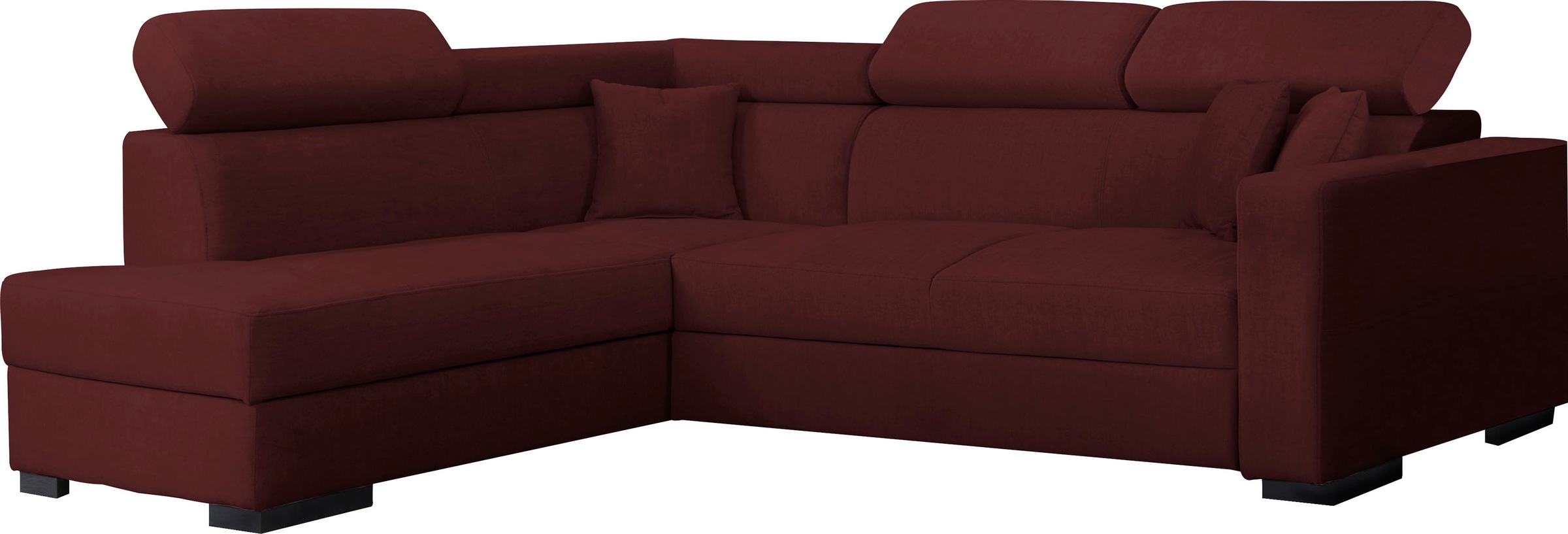 Home affaire Ecksofa "Tulio bequem, bewährte Wellenunterfederung, Breite 267cm, L-Form" wahlweise mit Bettfunktion und Bettkasten, incl. 3 Zierkissen