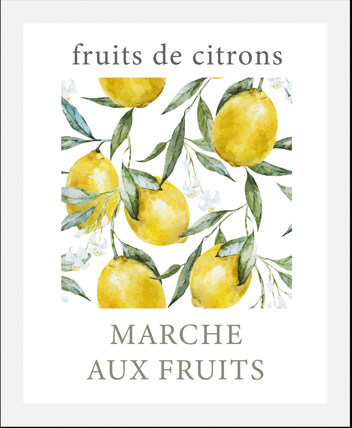 queence Bild »Gemalte Zitronen«, Obst-Obst Bilder-Essen-Lebensmittel-Kunst-Schriftzug, (1 St.), HD Premium Poster-Druck inkl. Holzrahmen