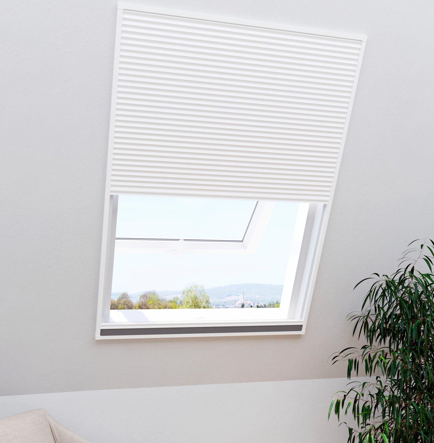 Windhager Insektenschutzrollo »für Dachfenster, 2in1 EXPERT«, transparent, mit Plissee, BxH: 110x160 cm