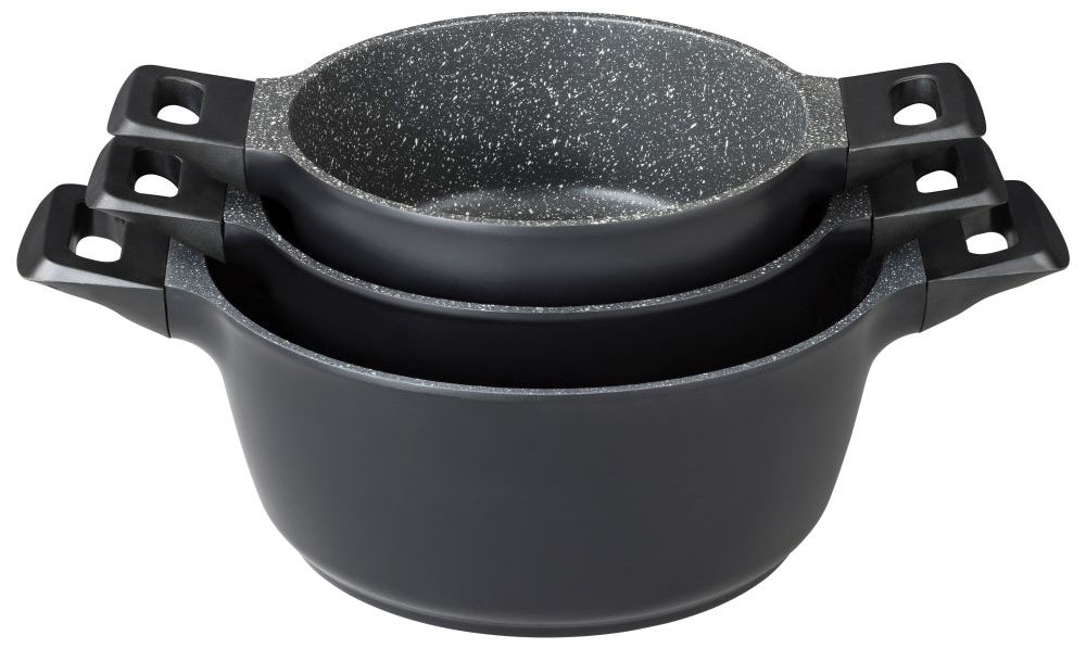Mulex Topf-Set »MALAGA, aus hochwertigem Aluguss«, Aluminiumguss, (Set, 7 tlg., Kochtopfset inkl. Bratpfanne), hitzebeständige Bakelitgriffe, inkl. Softtouch-Silikon Glasdeckel