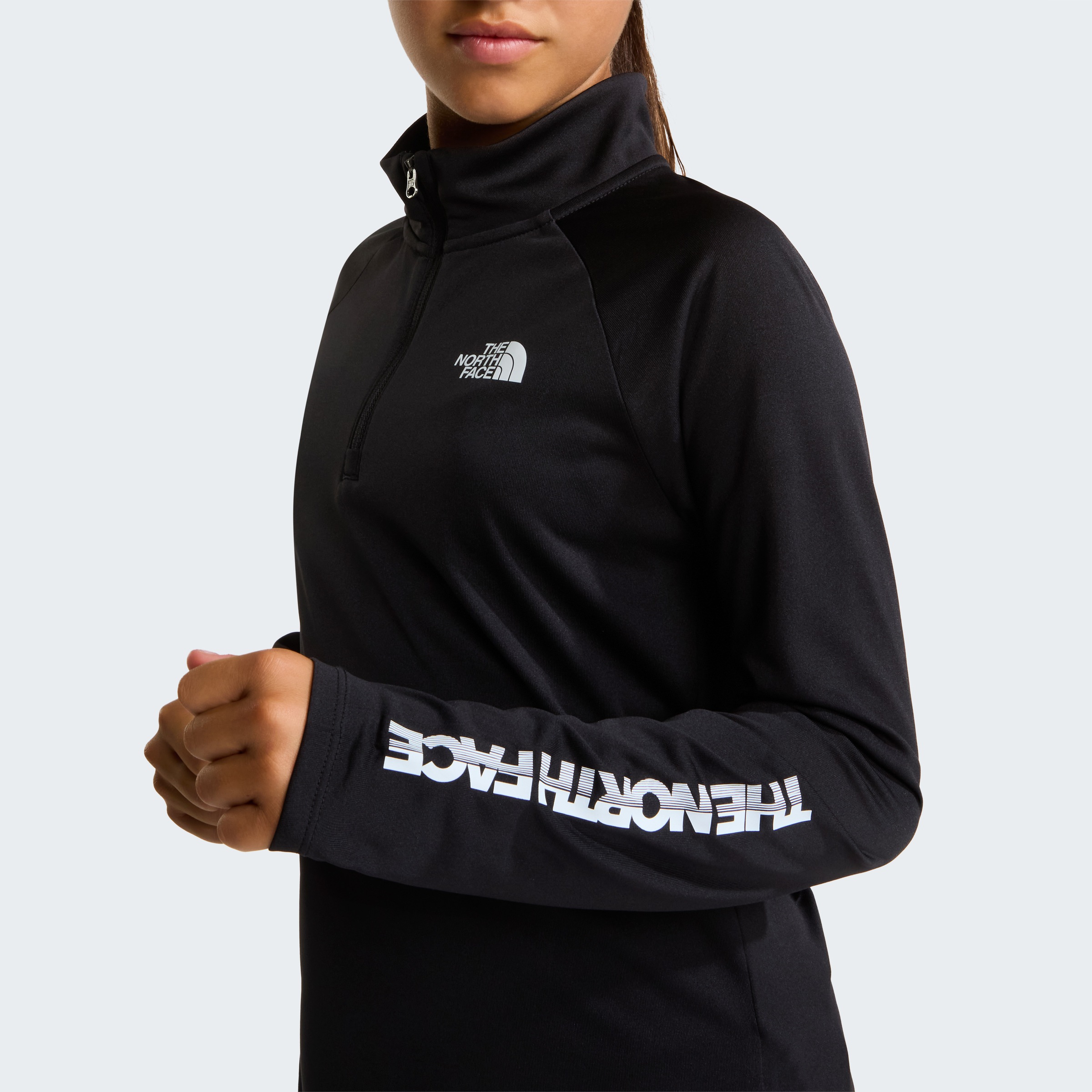 The North Face Funktionsshirt für Kinder, mit Reißverschluss, Langarm, unifarben, aus Polyester