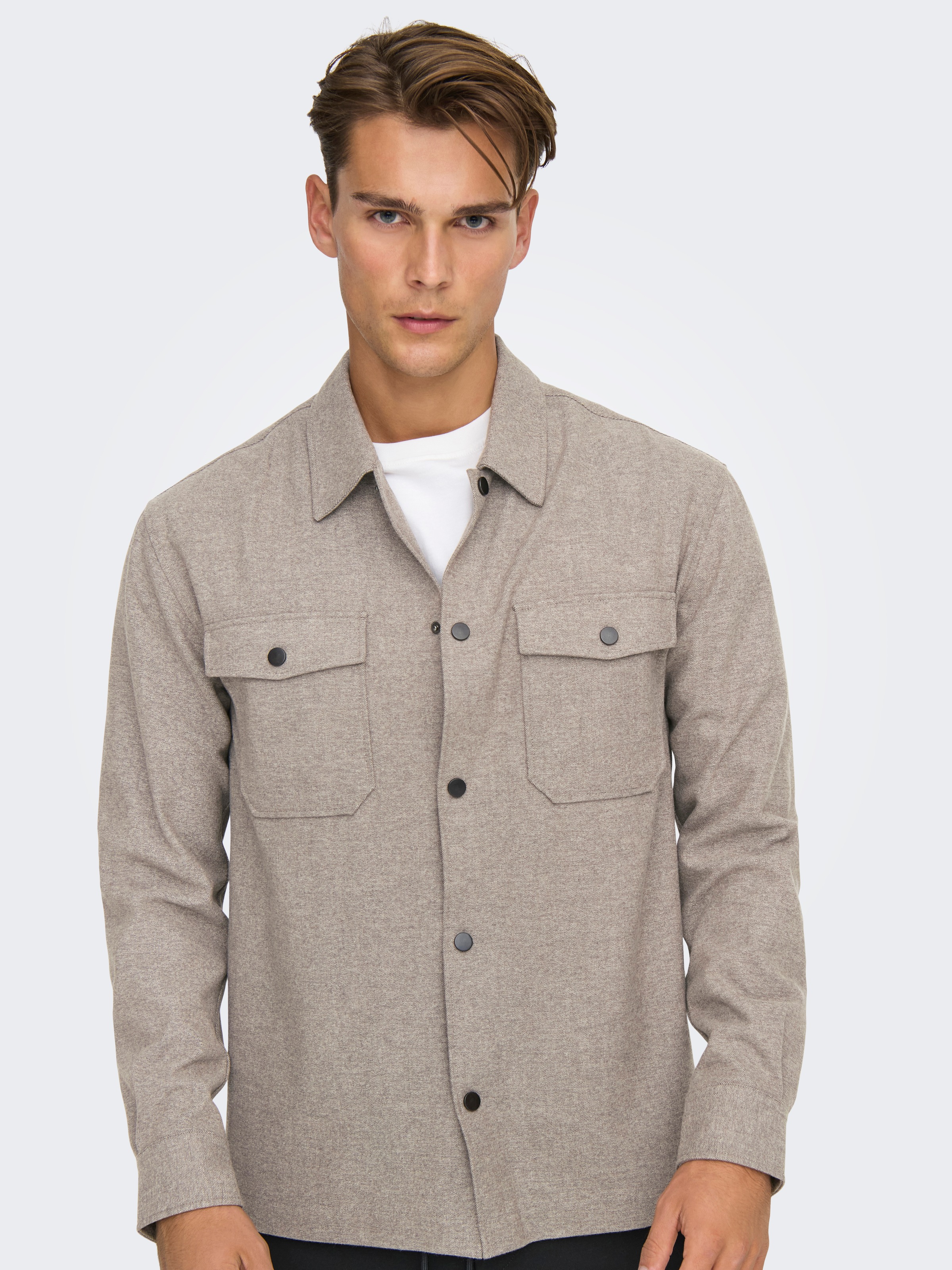 ONLY & SONS Langarmhemd "ONSMARK BRUSHED 0353 OVERSHIRT" Materialmix, regul günstig online kaufen