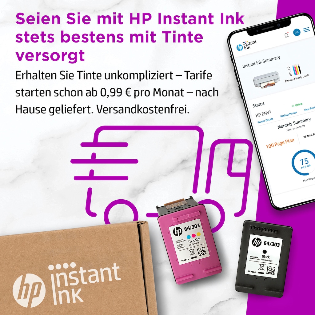 HP Multifunktionsdrucker »ENVY 6020e«, 3 Monate gratis Drucken mit HP Instant Ink inklusive