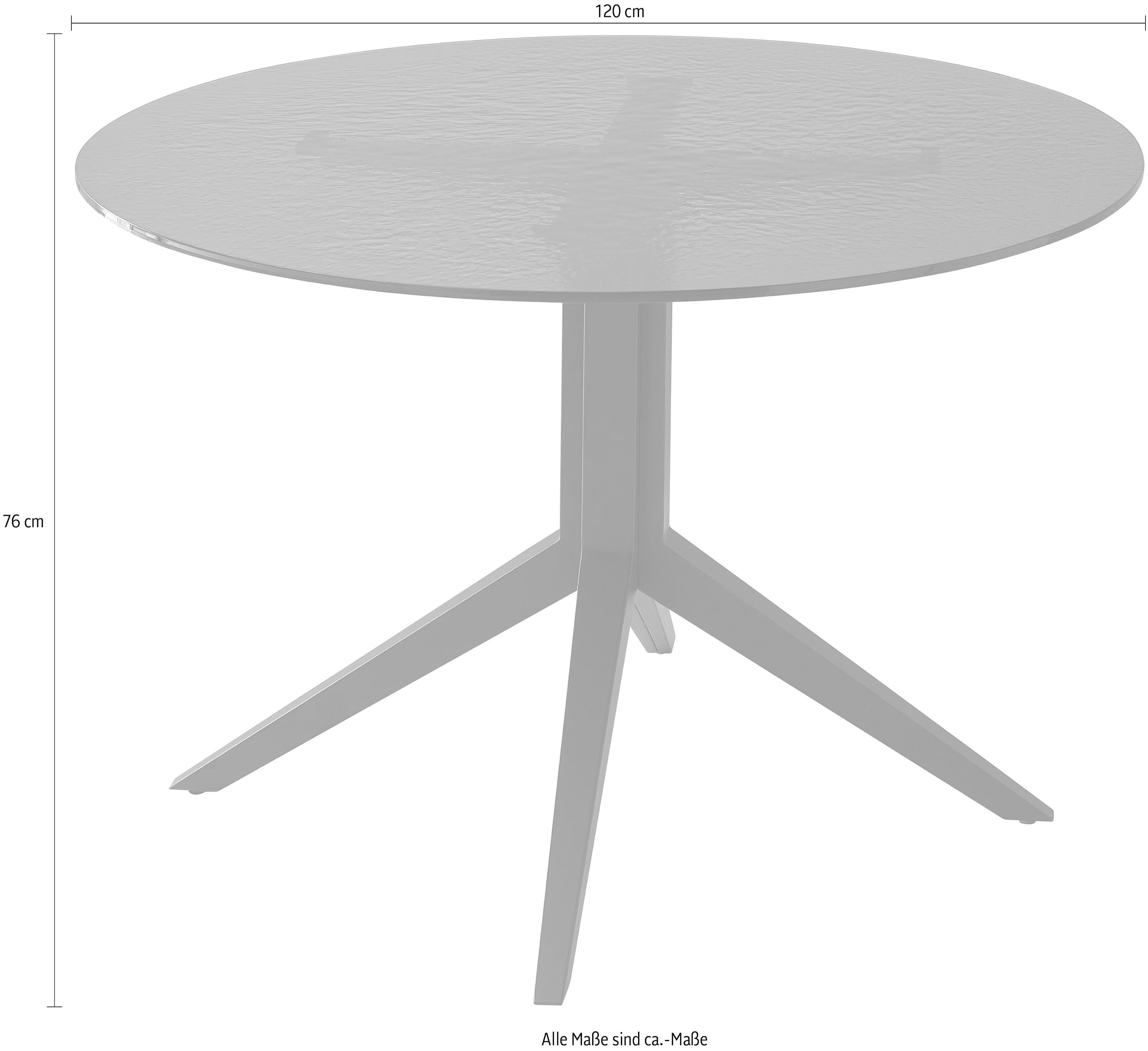 Stolkom Esstisch »Leano Glastisch rund schwarz, Esszimmertisch BxH 110x76 cm«, Sicherheitsglas Bruchsicher, Water Ripple Effekt schwarz getönt