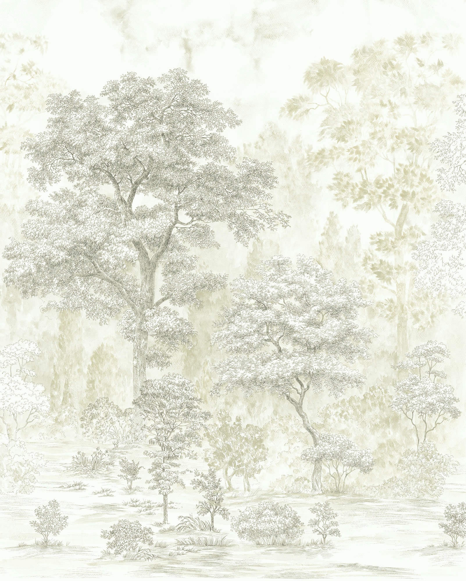Komar Vliestapete "Digitaldruck Vlies - Noble Trees - Größe 200 x 250 cm" bedruckt glatt Wohnzimmer, Schlafzimmer