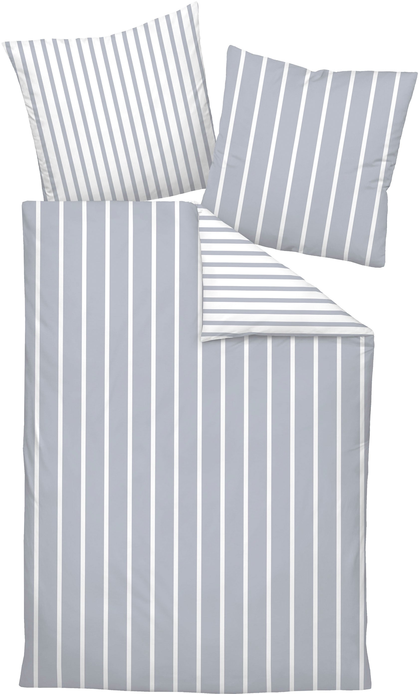 Wendebettw�äsche JANINE, grau, Mako-Satin, Obermaterial: 100% Baumwolle, Bettwäsche, "modernclassic 39028-28", mit Reißverschluss