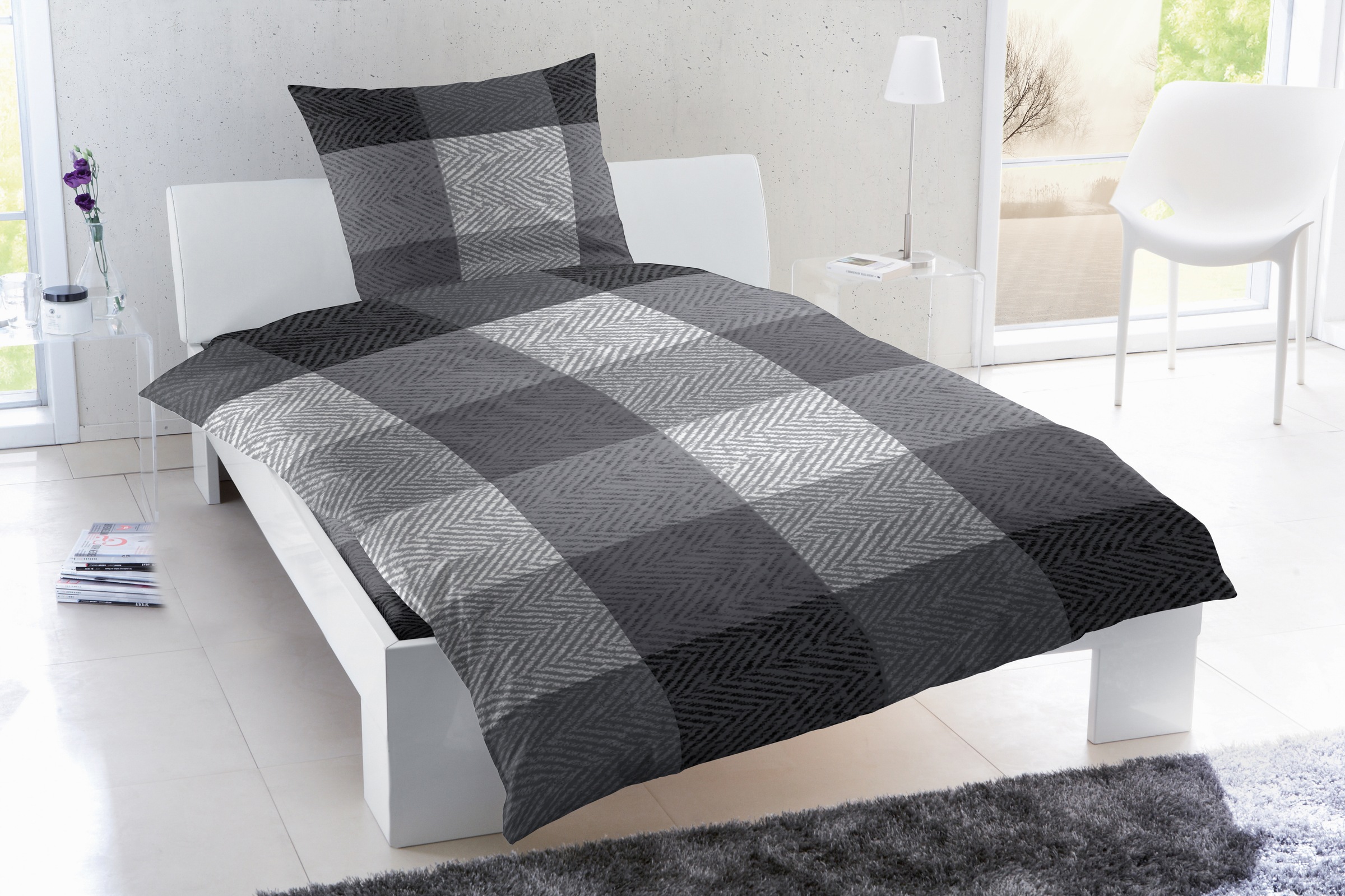 Primera Bettwäsche "Halbleinen-Bettwäsche" 3 tlg. tlg. mit Karomuster günstig online kaufen