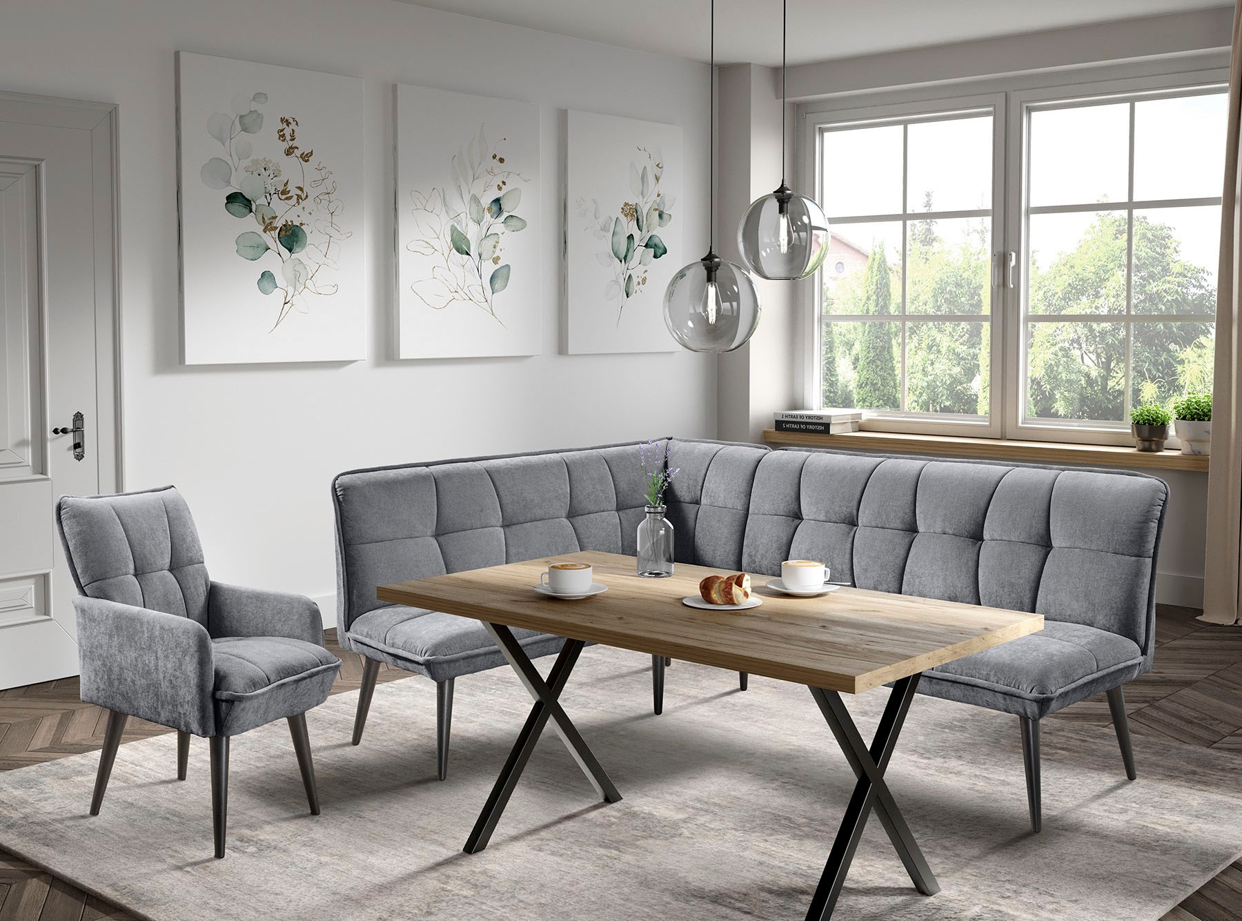 Eckbank, B:240cm H:94cm T:161cmanthrazit, EXXPO - SOFA FASHION, Esszimmer, Sitzbänke, "Mocca Essbank, Sitzbank", hoher Sitzkomfort, bequem und