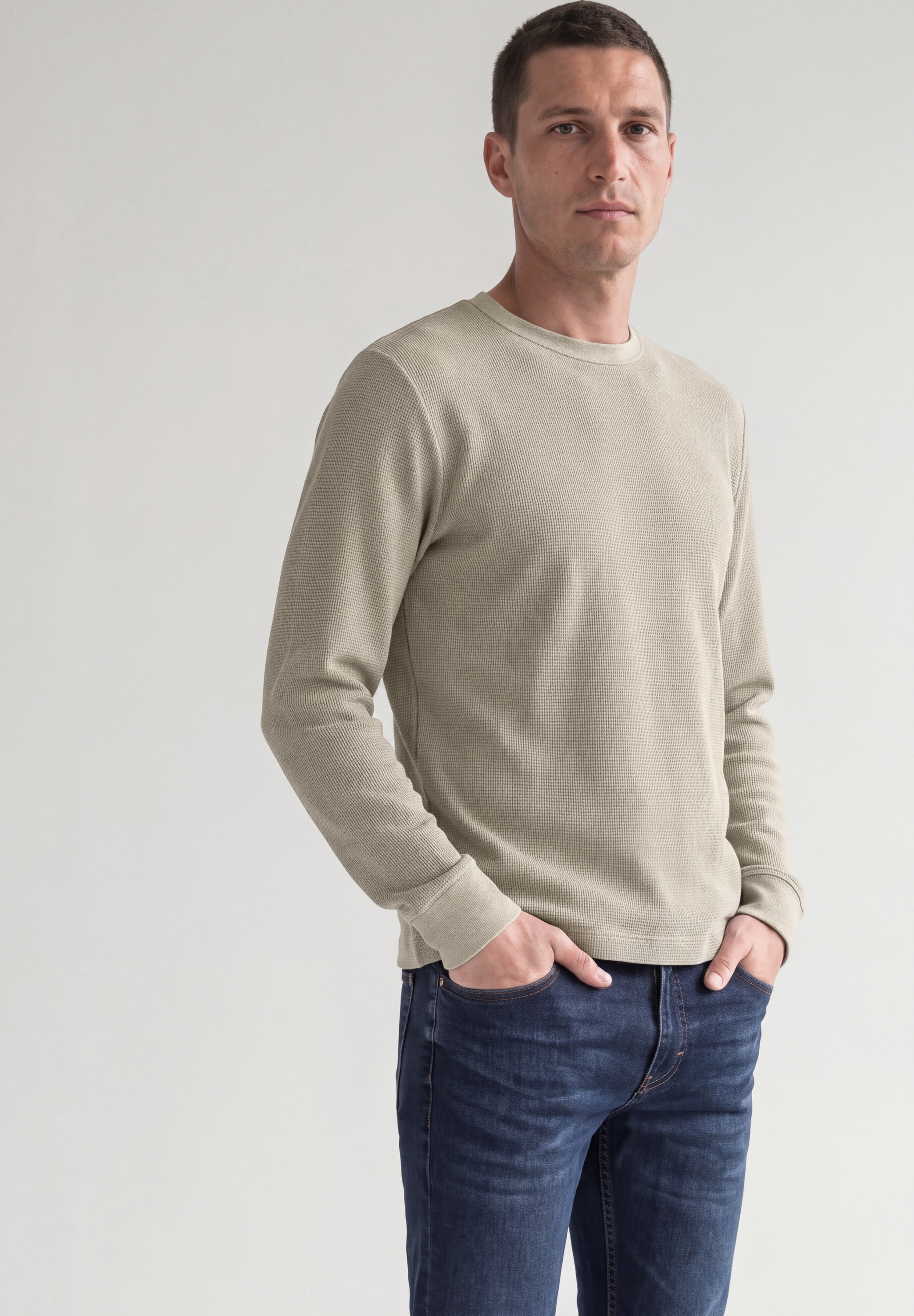 STREET ONE MEN Langarmshirt mit Rundhalsausschnitt