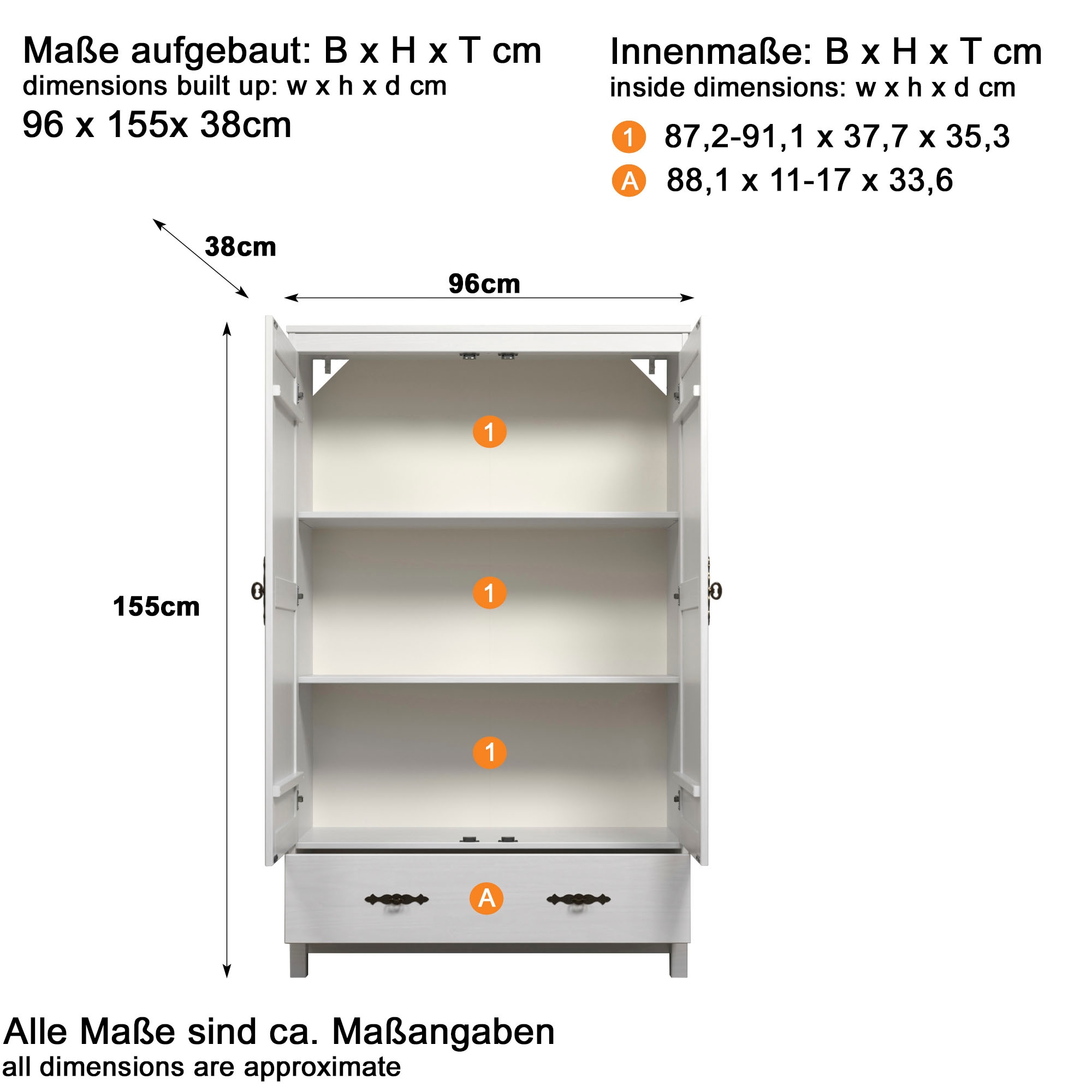 Home affaire Kleiderschrank »Sandnes«, (1 St.), Drehtürenschrank aus Massivholz mit besonderen Metallgriffen